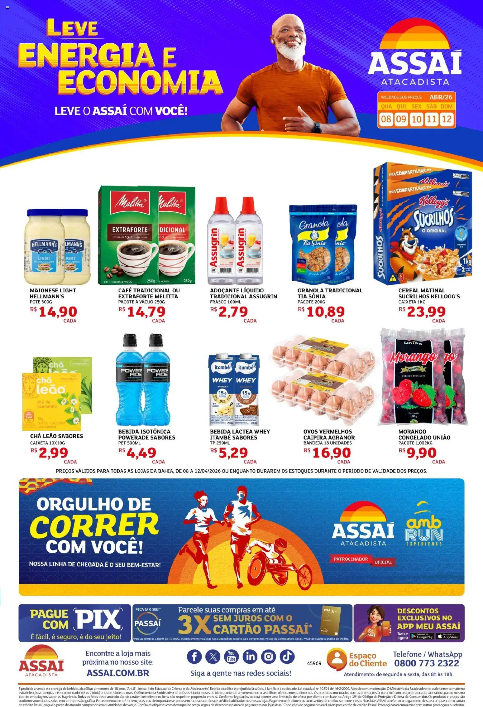 Assaí Atacadista Folheto - válido de 08.04.2026 | Página: 1 | Produtos: Ovos, Café, Chá, Maionese
