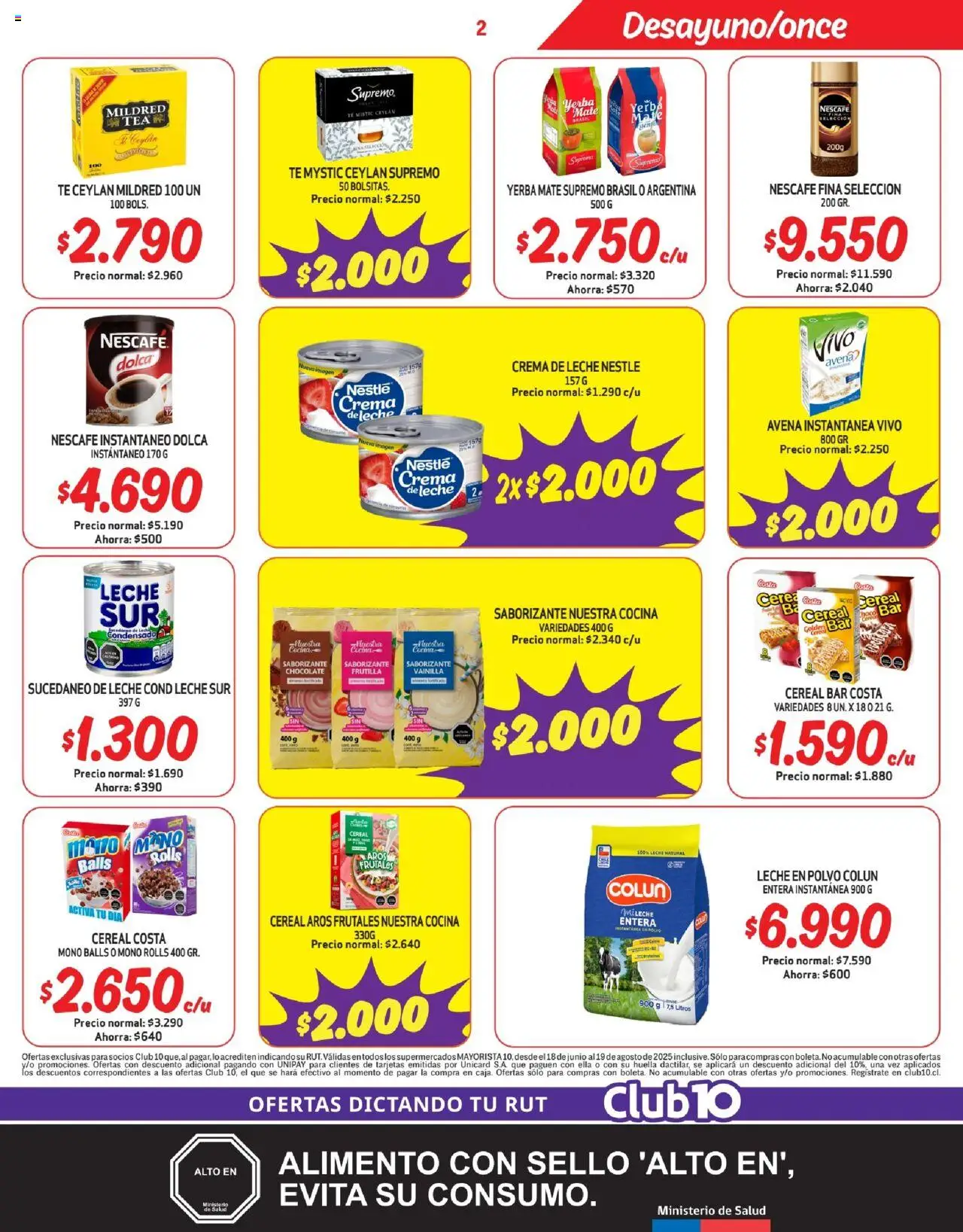Mayorista 10 Ofertas │ válido desde el 17.08.2025 | Página: 2 | Productos: Mate, Leche, Frutilla, Crema
