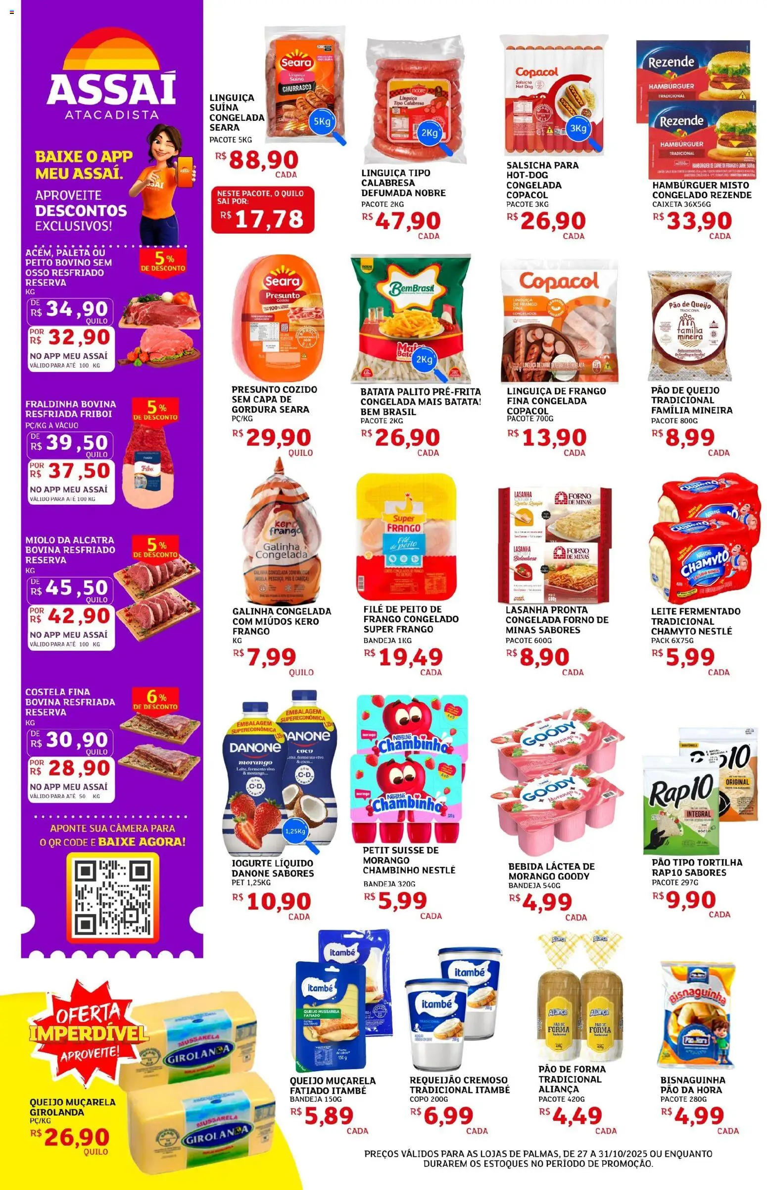 Assaí Atacadista Folheto - válido de 27.10.2025 | Página: 4 | Produtos: Coco, Queijo, Carne, Pão de forma
