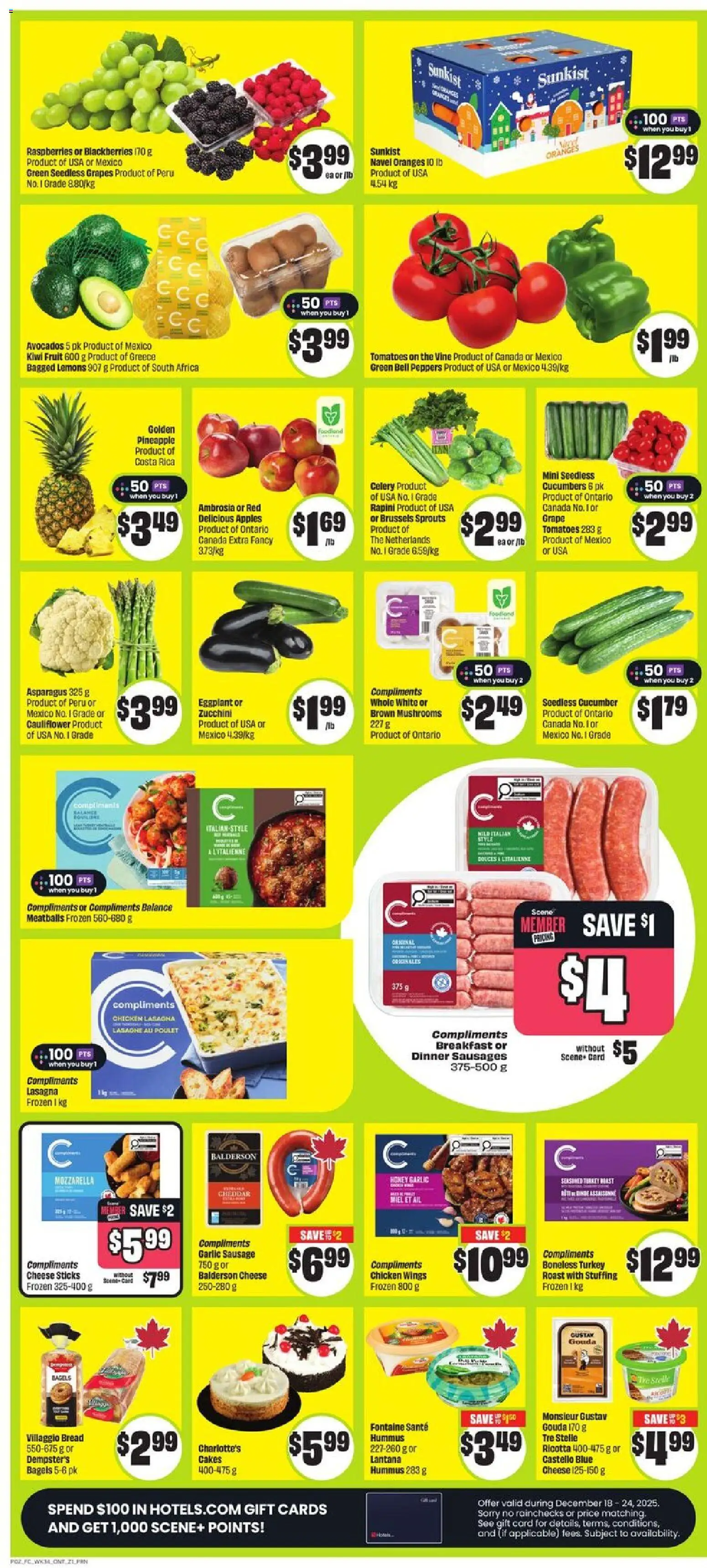 FreshCo flyer valid from 18.12.2025 | Page: 3 | Products: Kiwi, Chicken wings, Chicken, Oranges