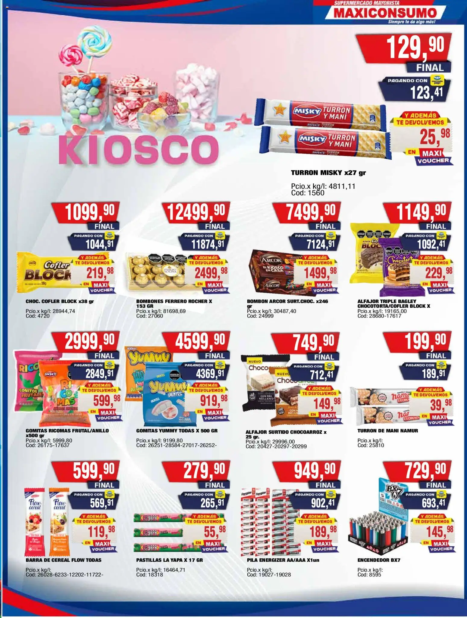 Maxiconsumo ofertas │ válido desde el 23.03.2026 | Página: 11 | Productos: Pila, Encendedor, Bombones, Alfajor