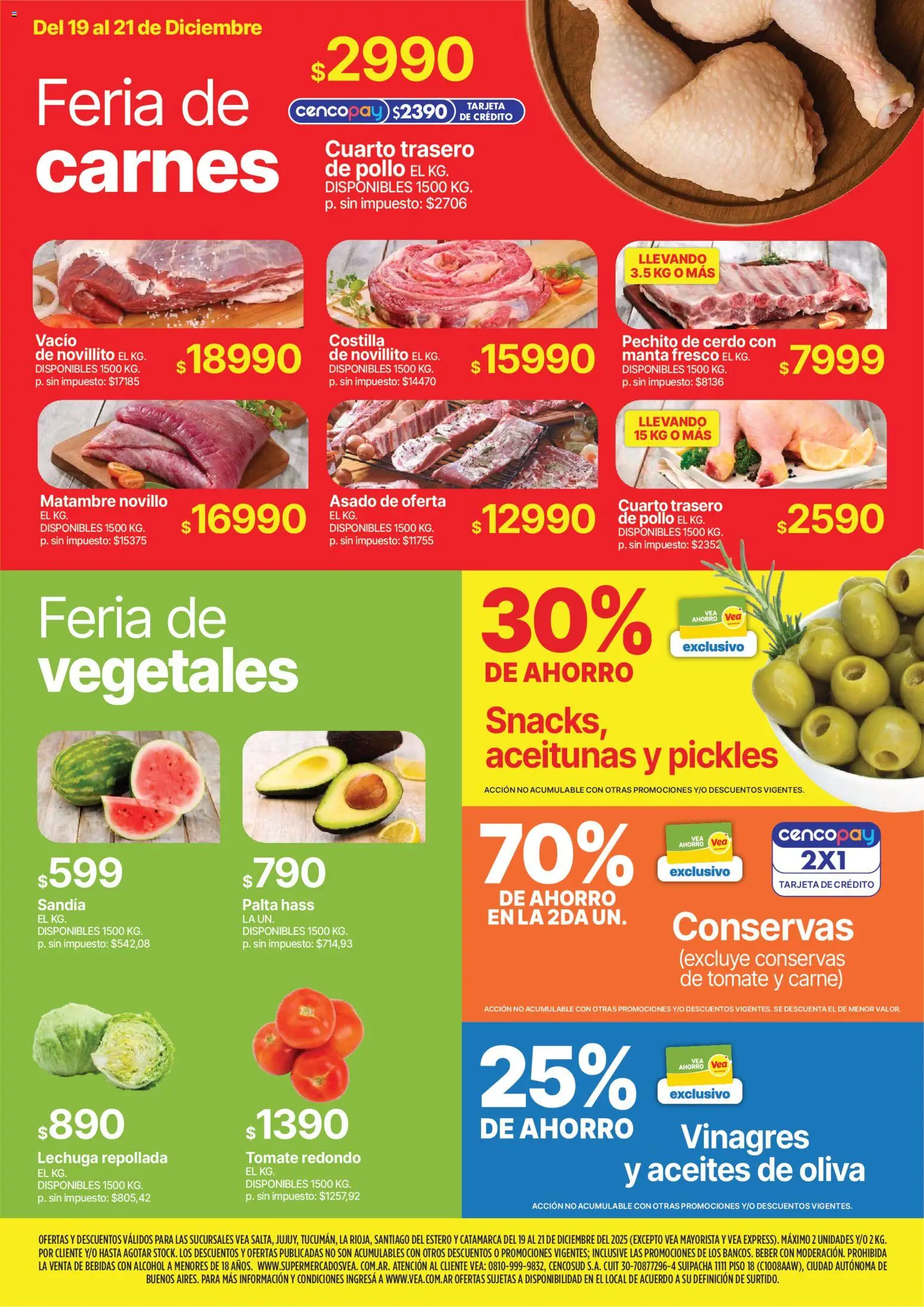 Vea - Oferta fin de semana │ válido desde el 19.12.2025 | Página: 3 | Productos: Pollo, Lechuga, Palta, Cerdo