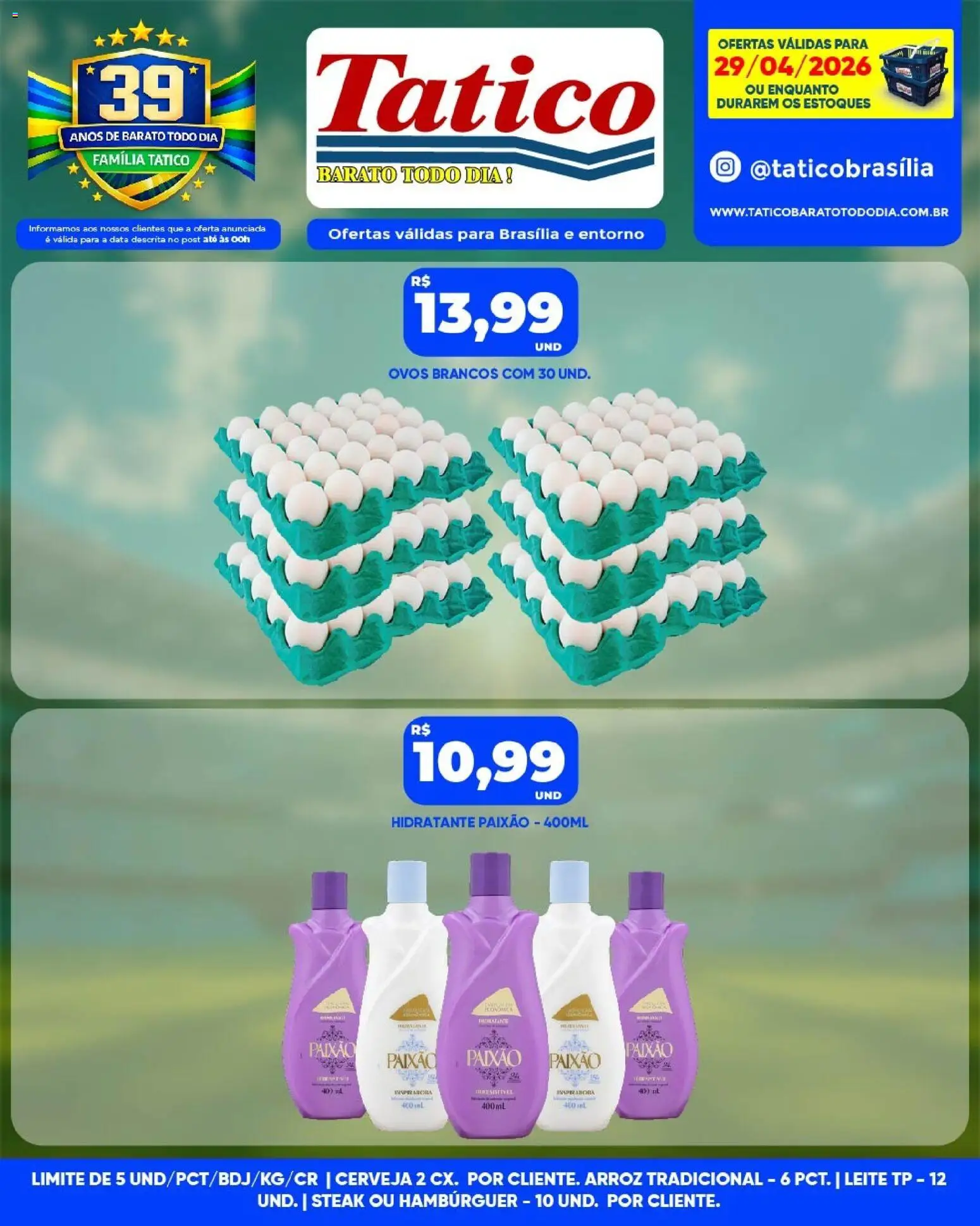 Tatico Folheto - válido de 29.04.2026 | Página: 10 | Produtos: Leite, Ovos, Arroz, Hambúrguer