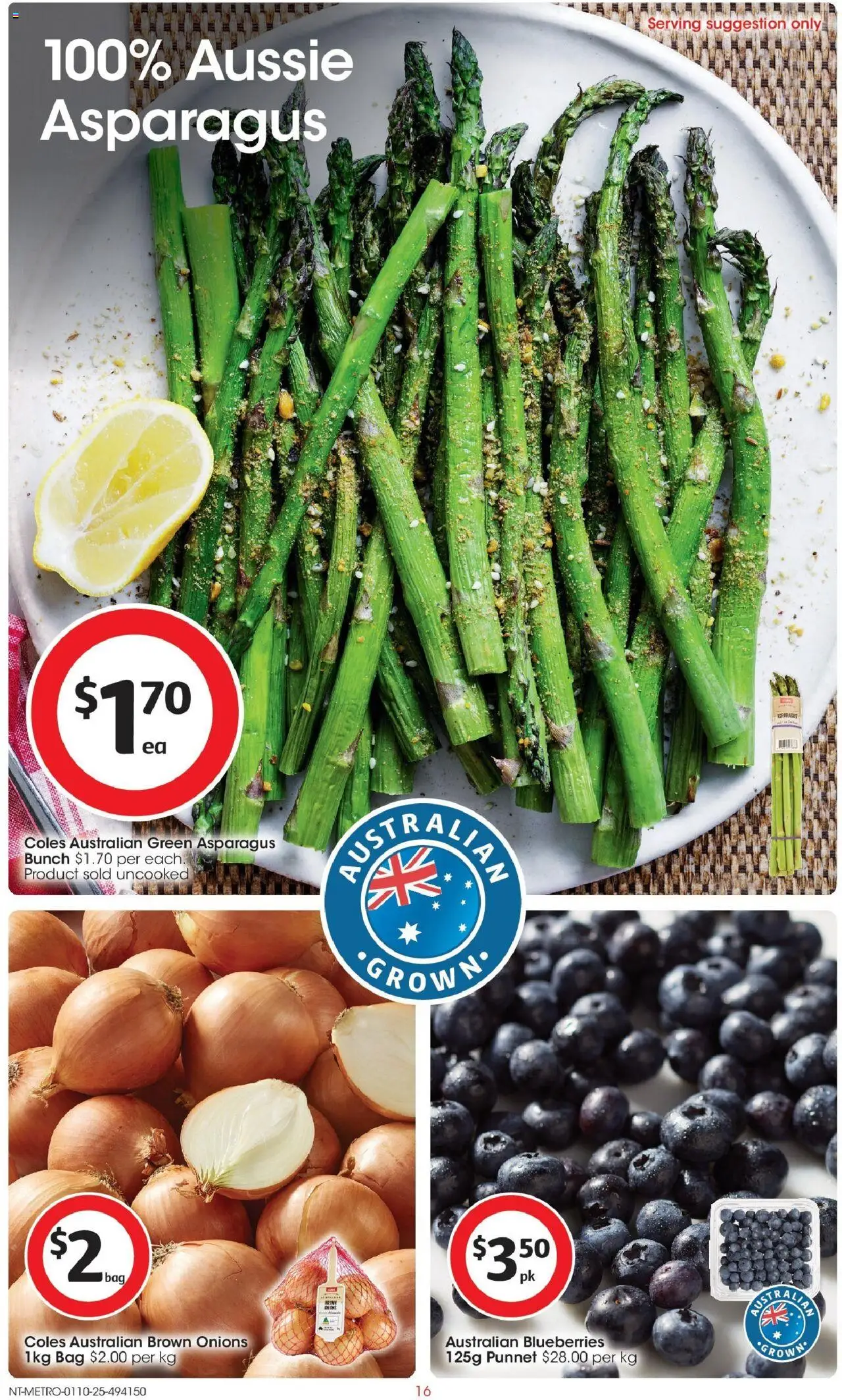 Coles catalogue - valid from 01.10.2025 | Page: 16 | Products: Onions, Blueberries, Bag