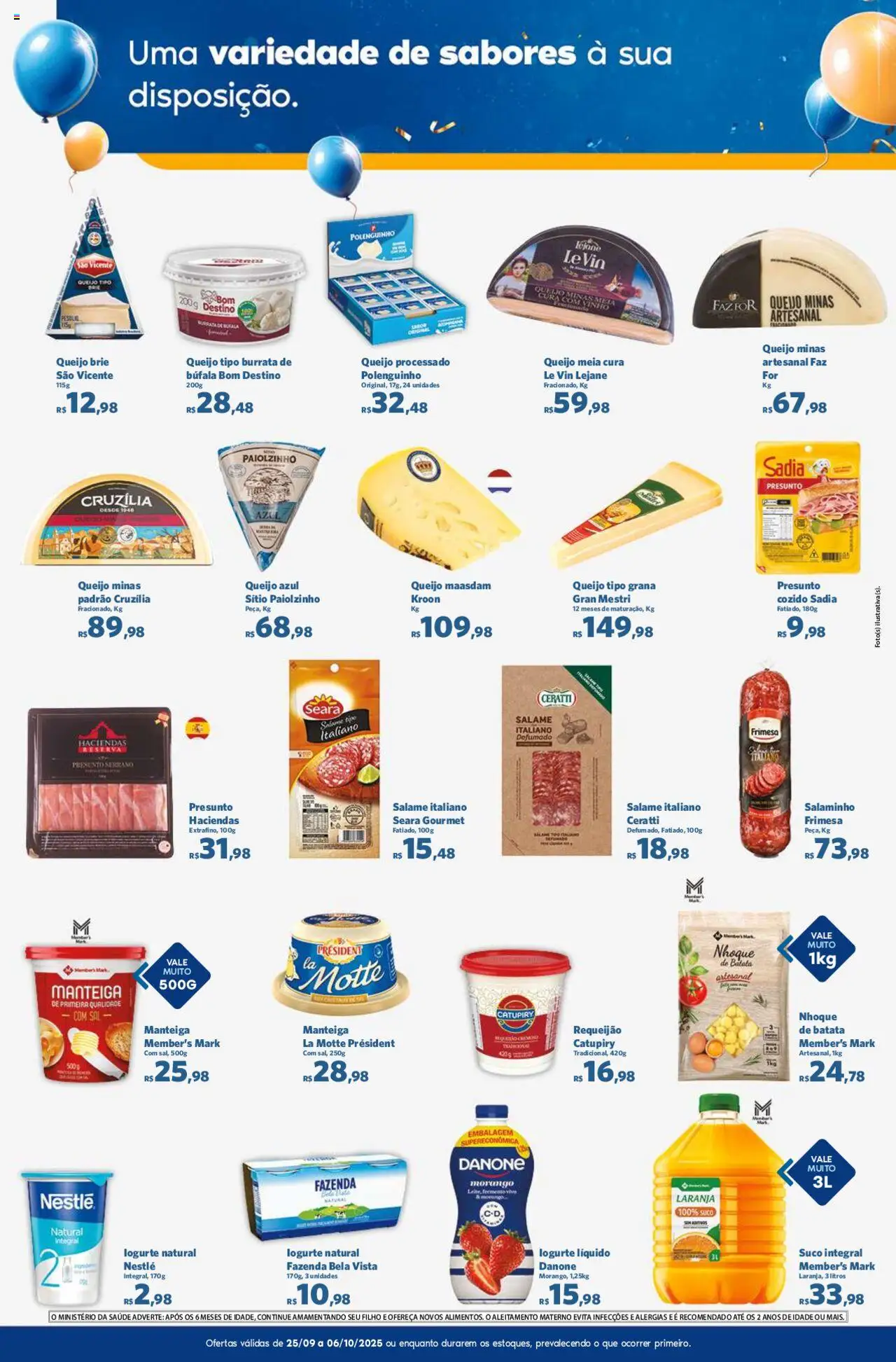 Sam's Club Folheto - válido de 25.09.2025 | Página: 4 | Produtos: Presunto, Vinho, Brie, Requeijão