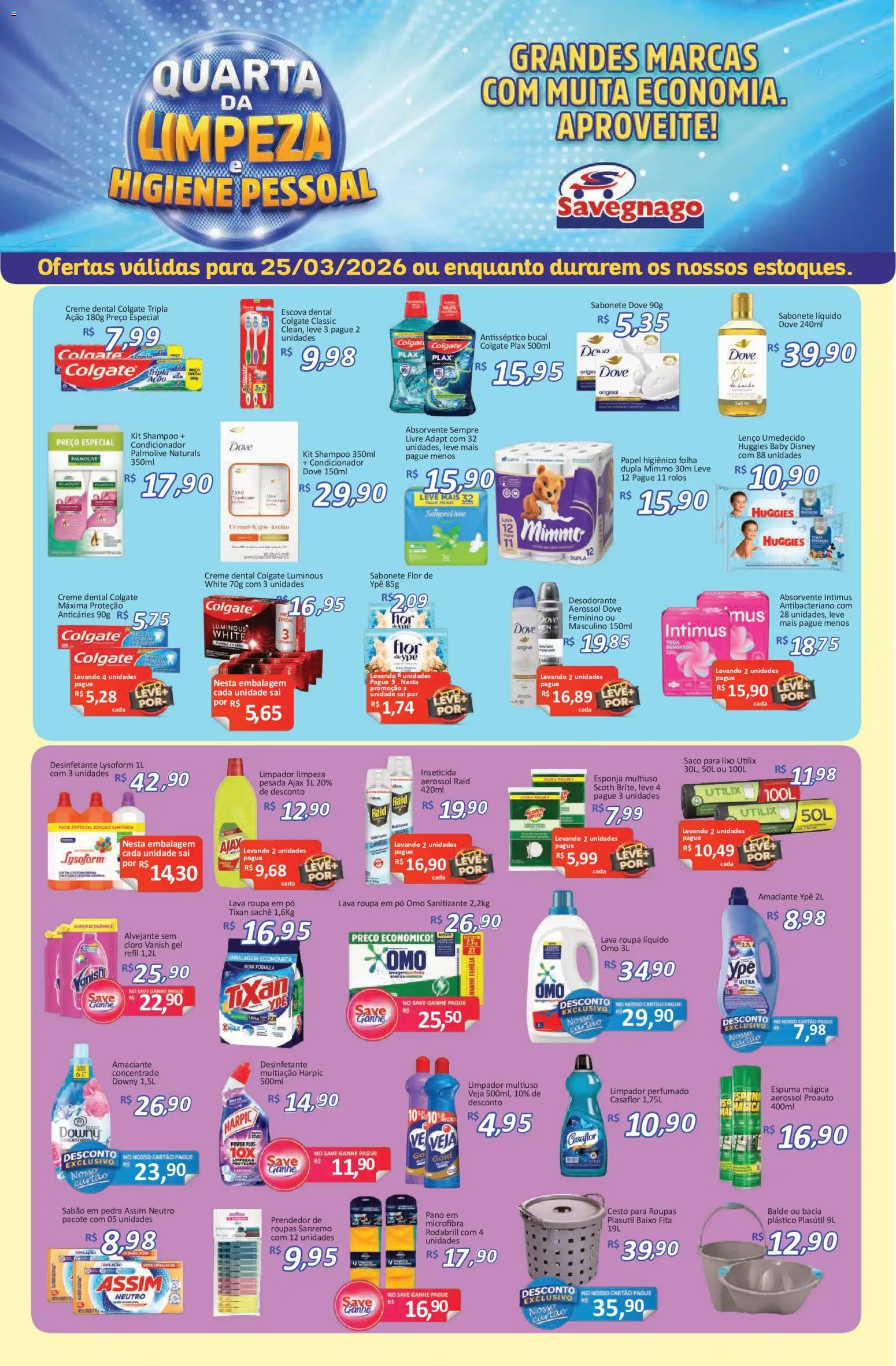 Savegnago Folheto - válido de 25.03.2026 | Página: 1 | Produtos: Saco para lixo, Vanish, Amaciante, Sabonete líquido