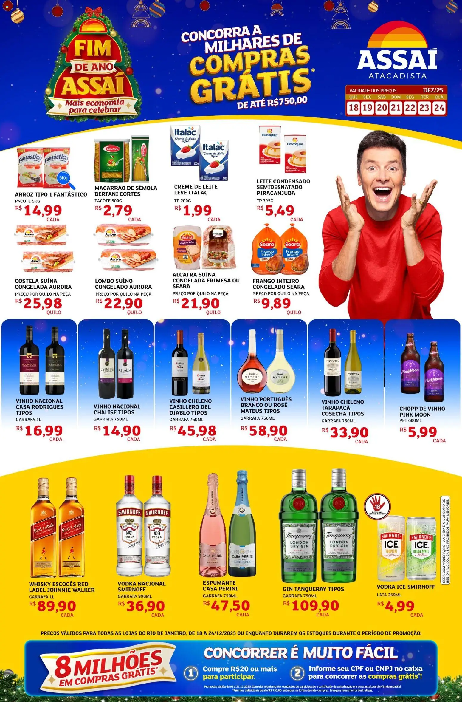 Assaí Atacadista Folheto - válido de 18.12.2025 | Página: 1 | Produtos: Alcatra, Lombo, Gin, Creme de leite