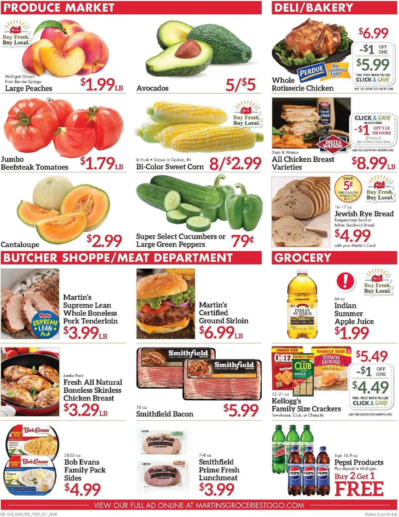 Martin’s - Next Ad - IN - valid from 10.08.2025 | Page: 2 | Products: Corn, Peaches, Peppers, Cheese