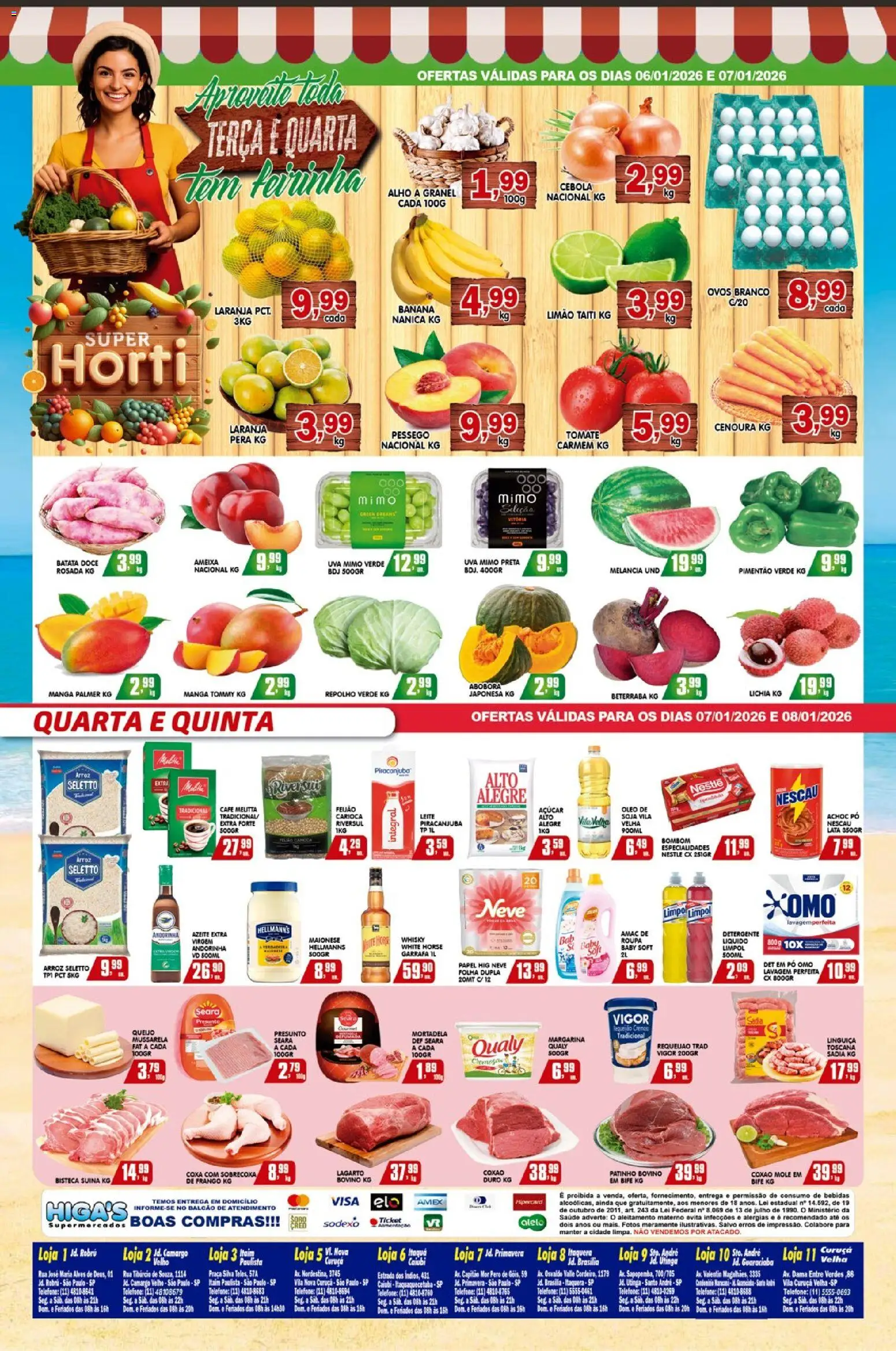 Higa's Supermercado Folheto - válido de 07.01.2026 | Página: 4 | Produtos: Linguiça, Arroz, Maionese, Ameixa