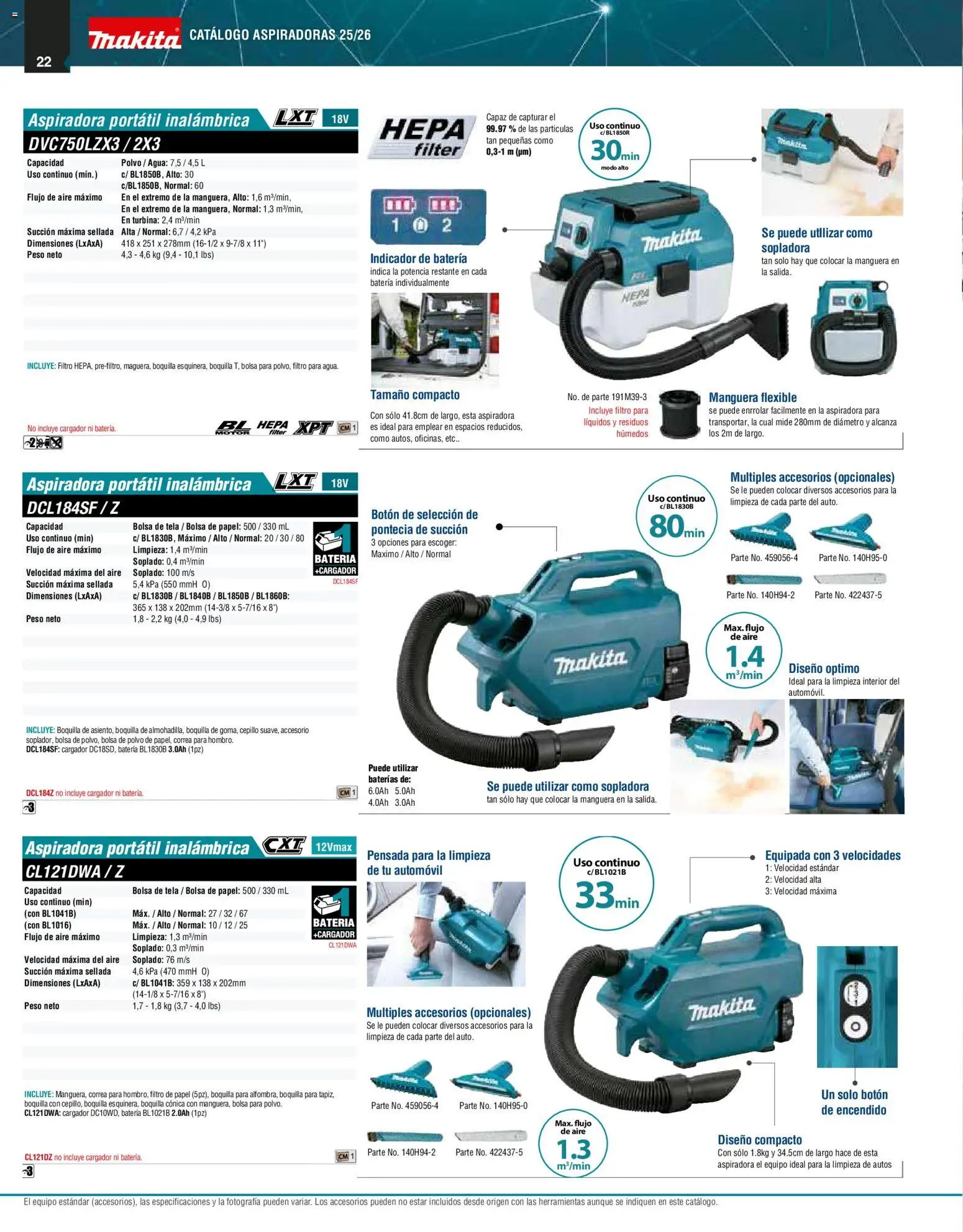 Nuevas ofertas de Makita válidas en toda la República Mexicana desde el 01.12.2025. ¡Encuentra las mejores ofertas en Makita catálogo Aspiradoras! | Página: 22 | Productos: Bolsa, Cepillo, Agua, Flexible