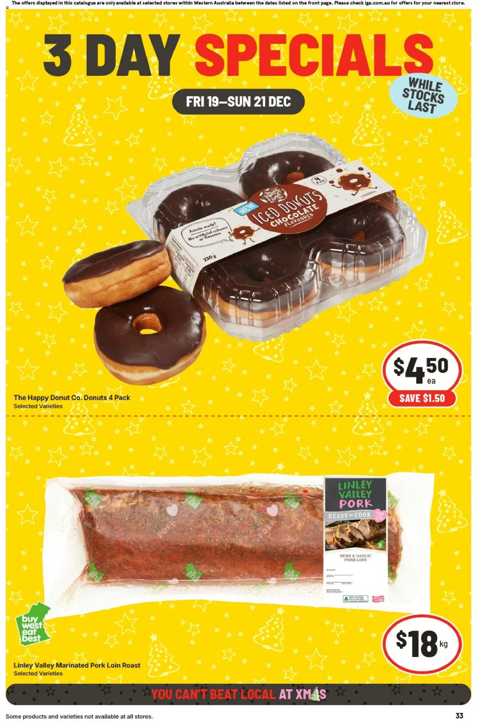 IGA catalogue - valid from 19.12.2025 | Page: 1 | Products: Donuts, Chocolate, Pork, Garlic