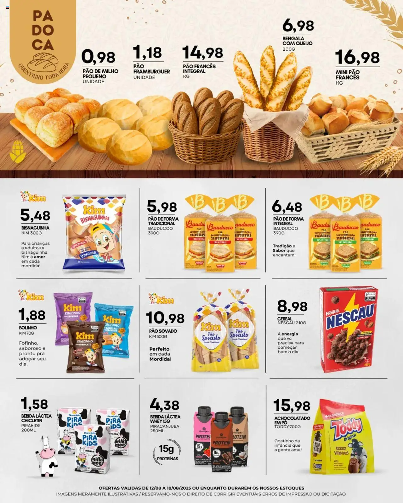 Mercadão Atacadista Folheto - válido de 12.08.2025 | Página: 7 | Produtos: Pó, Achocolatado, Queijo, Pão francês