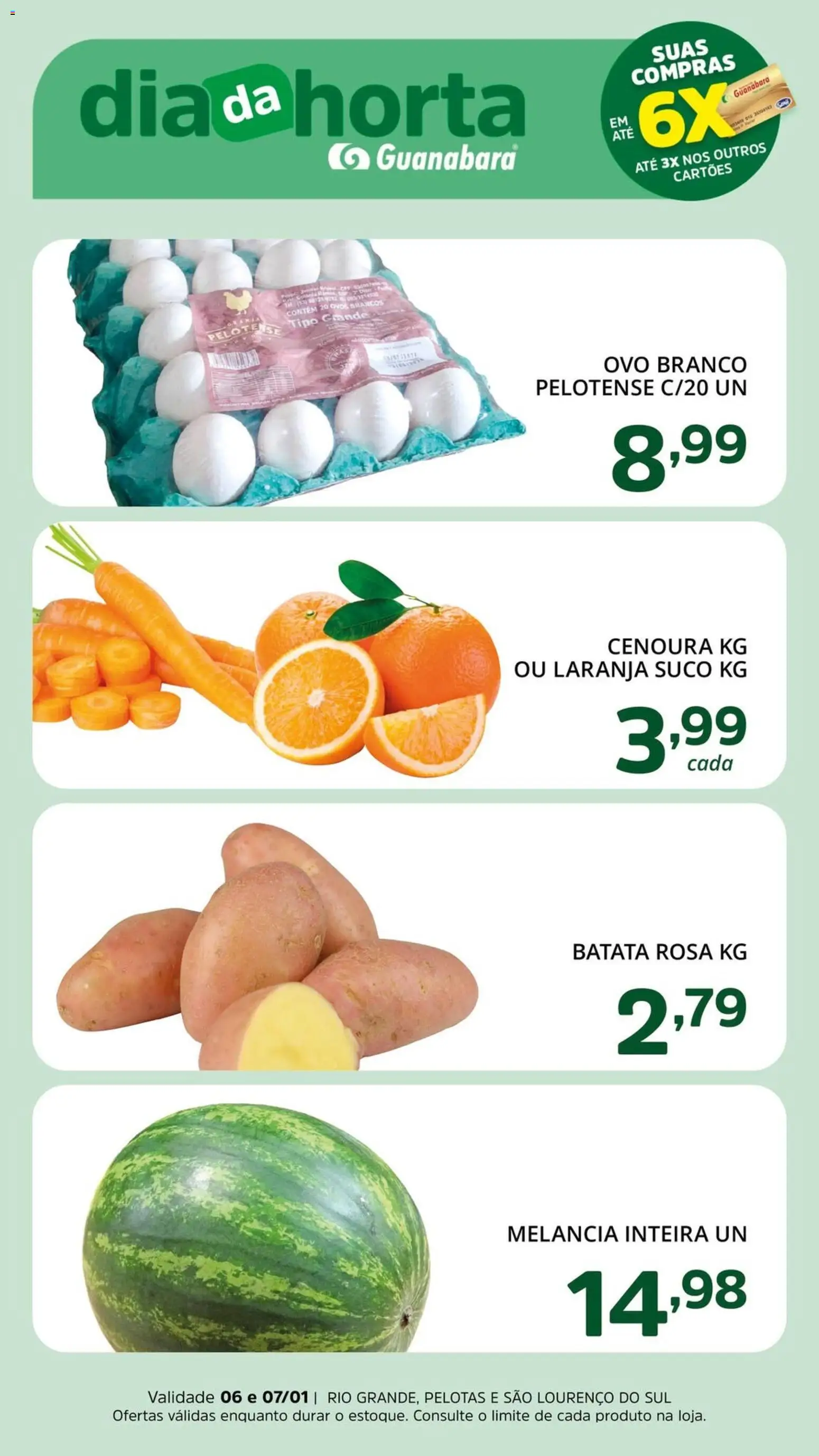 Supermercado Guanabara Folheto - válido de 06.01.2026 | Página: 2 | Produtos: Melancia, Ovos, Suco, Cenoura