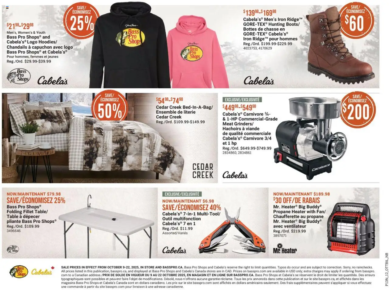 Cabelas flyer valid from 09.10.2025 | Page: 2 | Products: Iron, Table