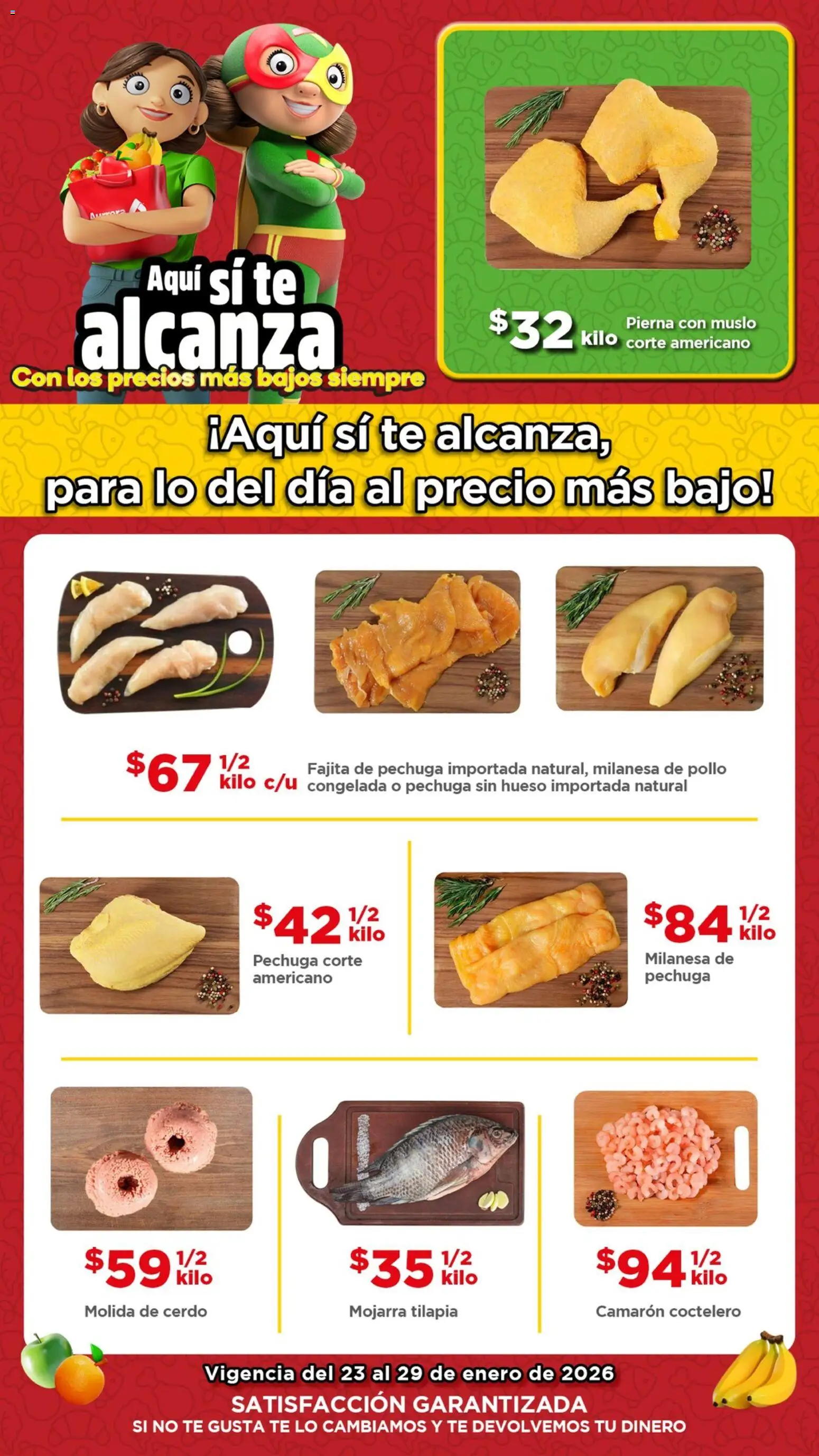 Nuevas ofertas de Bodega Aurrerá válidas en toda la República Mexicana desde el 23.01.2026. ¡Encuentra las mejores ofertas en Bodega Aurrerá folleto Ofertas! | Página: 1 | Productos: Pollo, Milanesa, Cerdo, Té