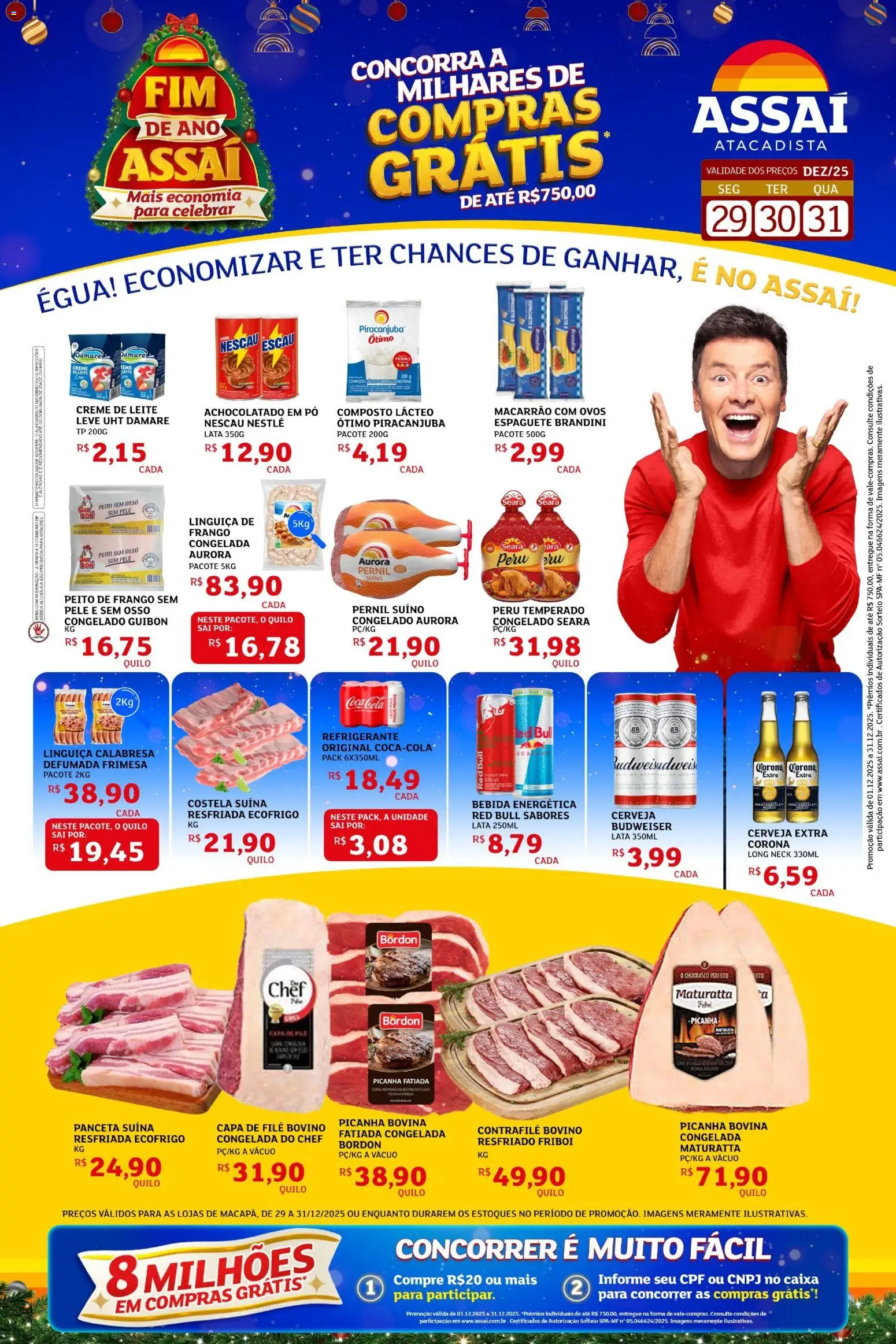 Assaí Atacadista Folheto - válido de 29.12.2025 | Página: 1 | Produtos: Pernil, Leite, Creme, Bebida