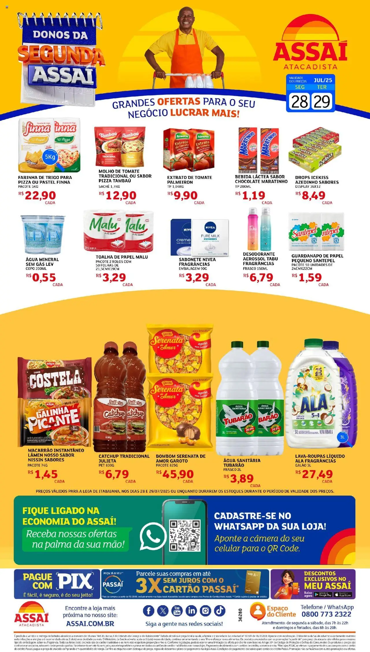Assaí Atacadista Folheto - válido de 28.07.2025 | Página: 1 | Produtos: Celular, Chocolate, Bebida, Câmera
