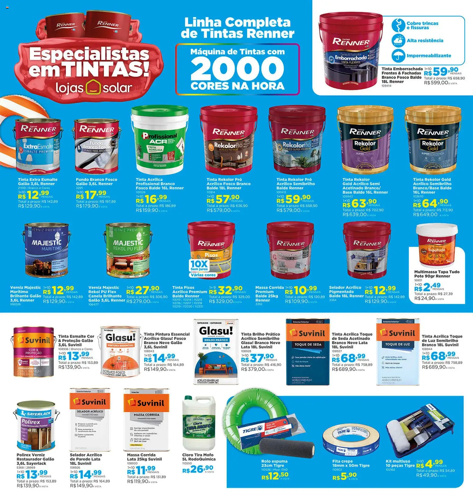 Lojas Solar Folheto - válido de 01.01.2026 | Página: 2 | Produtos: Impermeabilizante, Verniz, Canela, Tinta