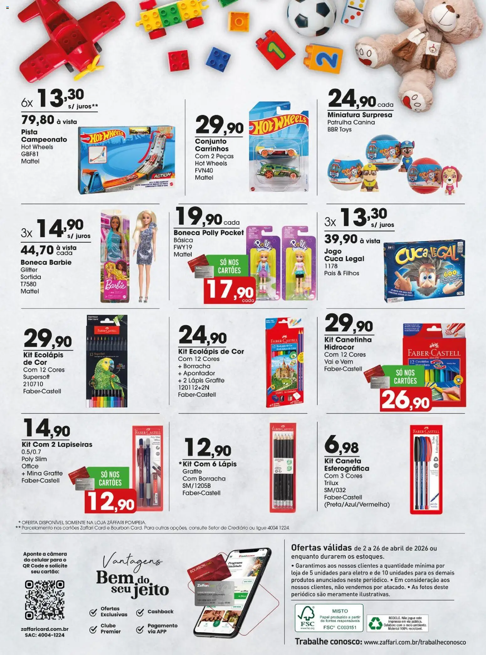 Zaffari Folheto - válido de 02.04.2026 | Página: 14 | Produtos: Celular, Canetinha, Boneca, Bourbon