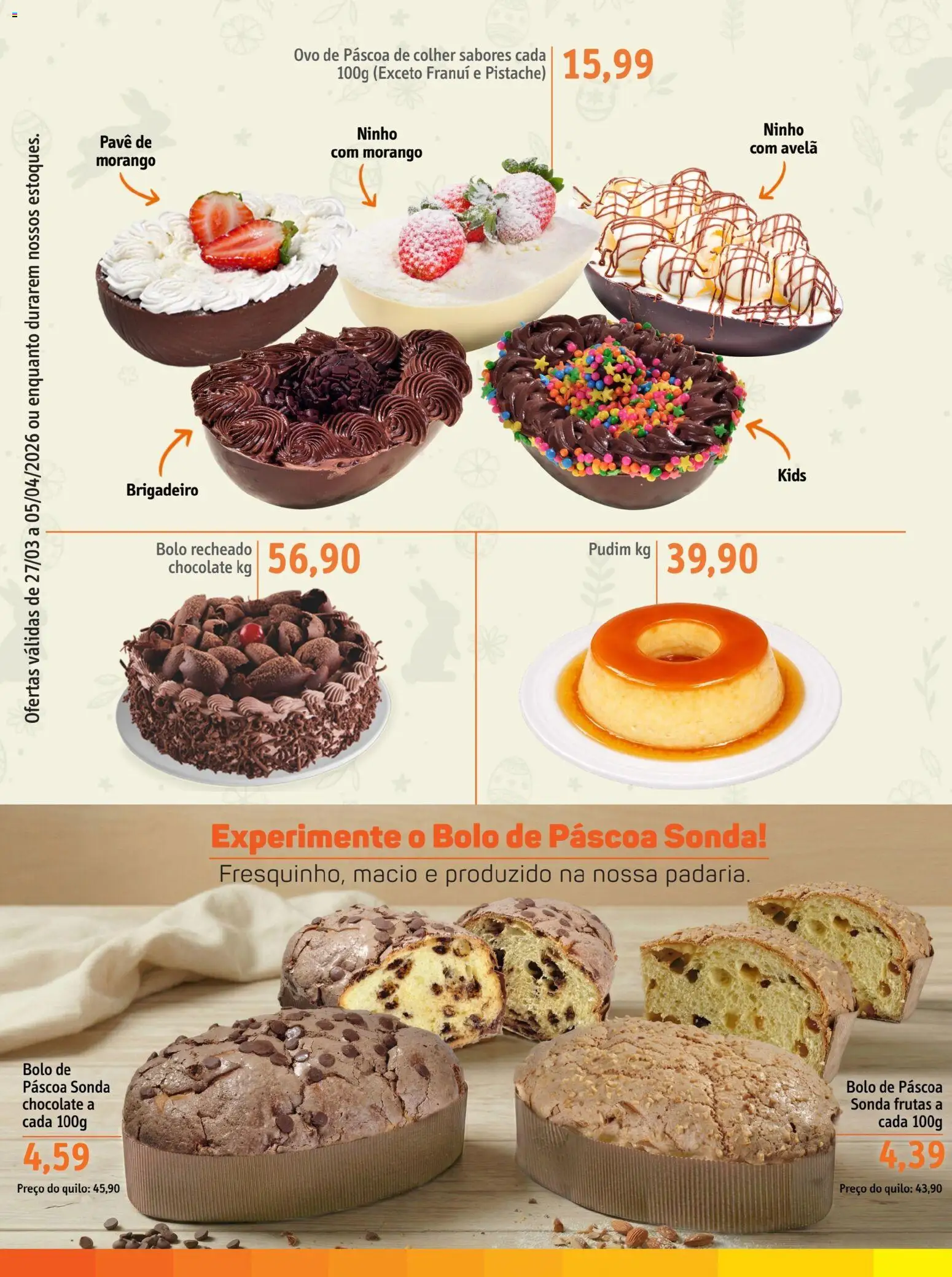 Sonda Folheto - válido de 27.03.2026 | Página: 7 | Produtos: Franui, Ovo de páscoa, Pistache, Bolo