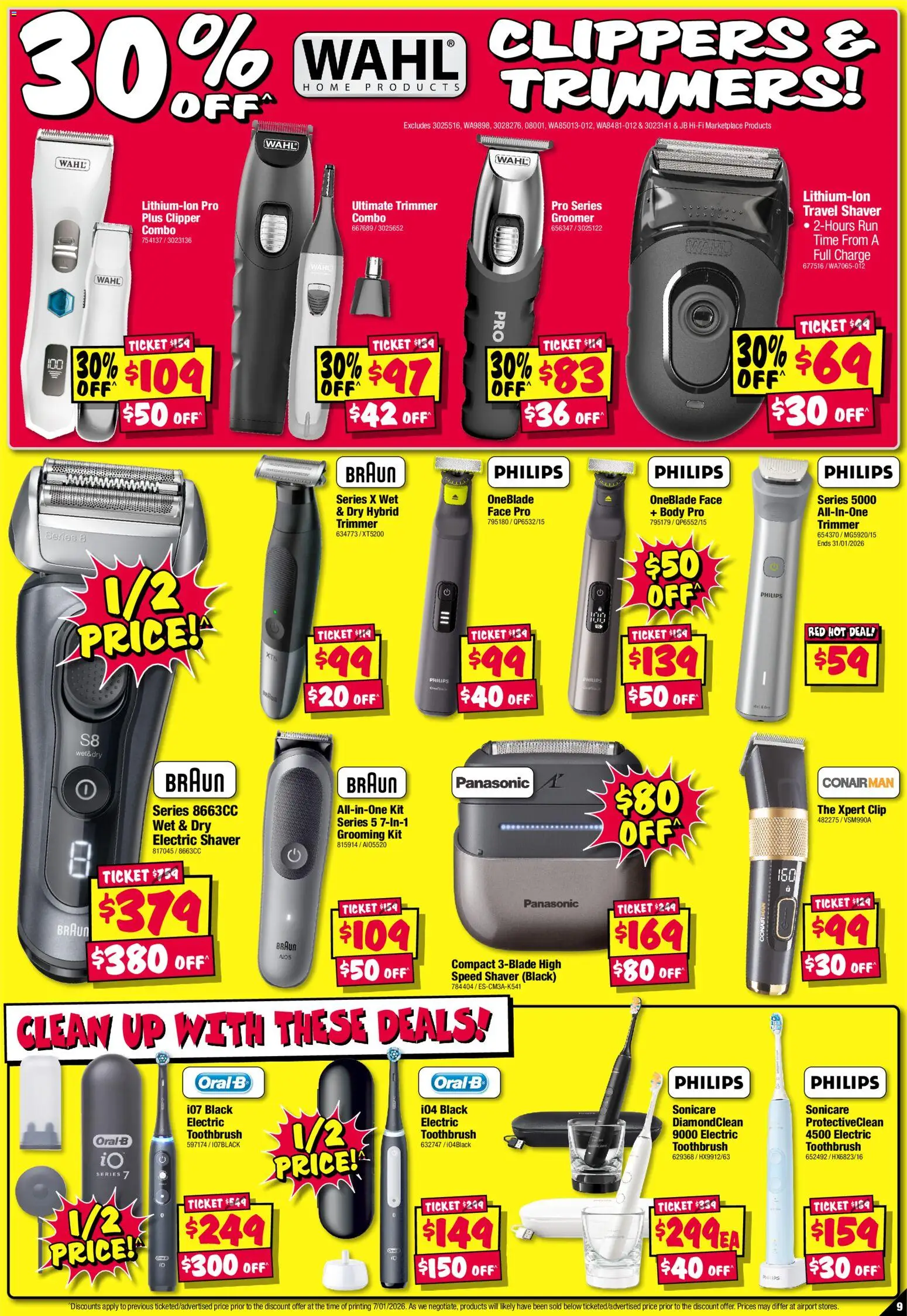 JB Hi-Fi catalogue - valid from 15.01.2026 | Page: 9 | Products: Trimmers, Toothbrush, Clip, Electric shaver