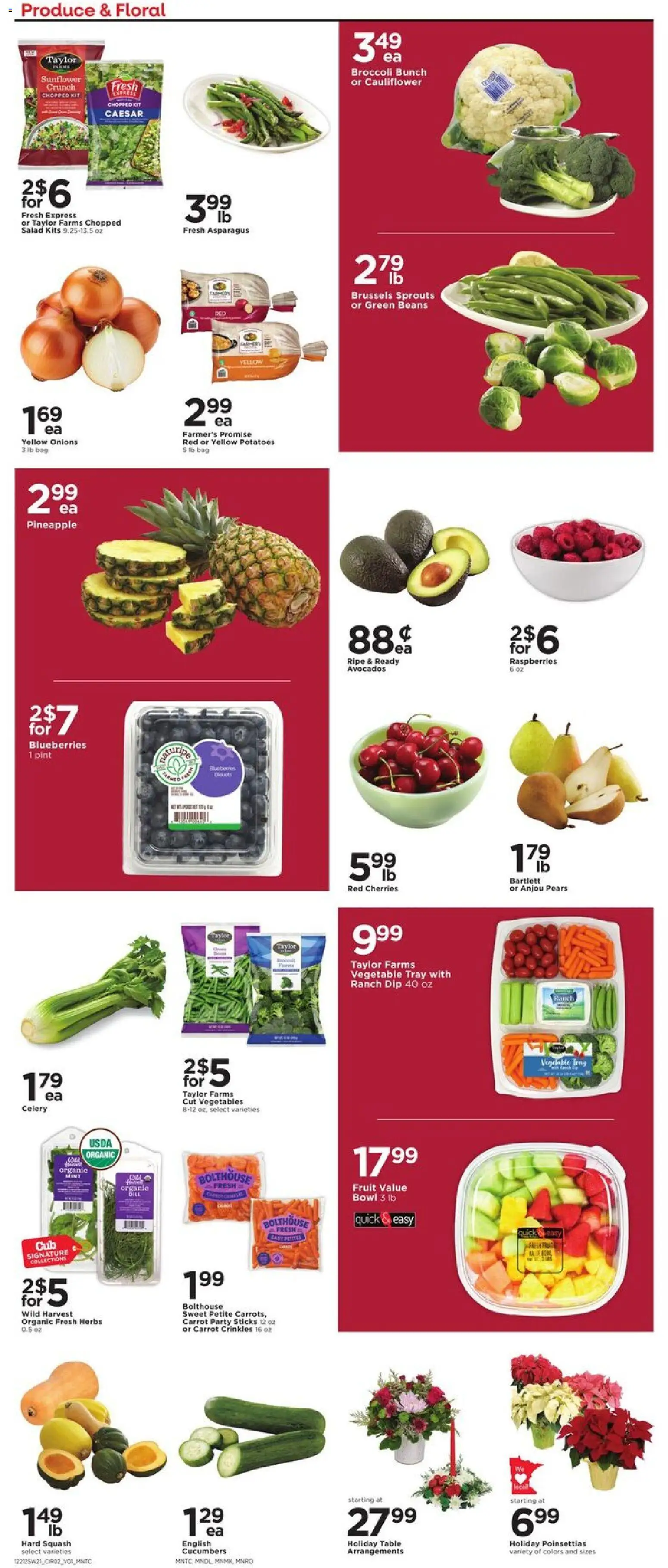 Cub Foods Weekly Ad - valid from 21.12.2025 | Page: 2 | Products: Asparagus, Carrot, Blueberries, Cauliflower