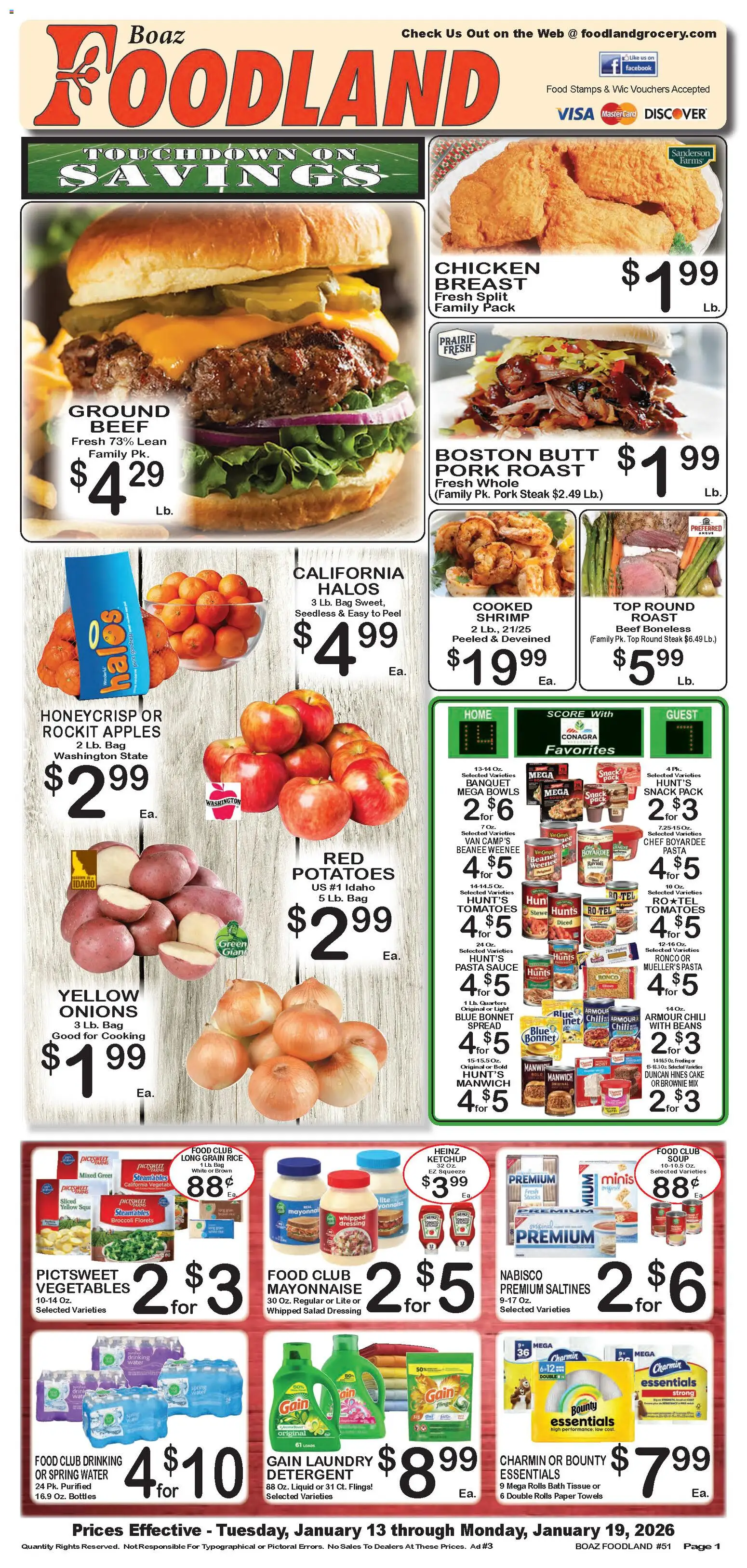Foodland Weekly Ad - valid from 13.01.2026 | Page: 1 | Products: Apples, Detergent, Ketchup, Sauce