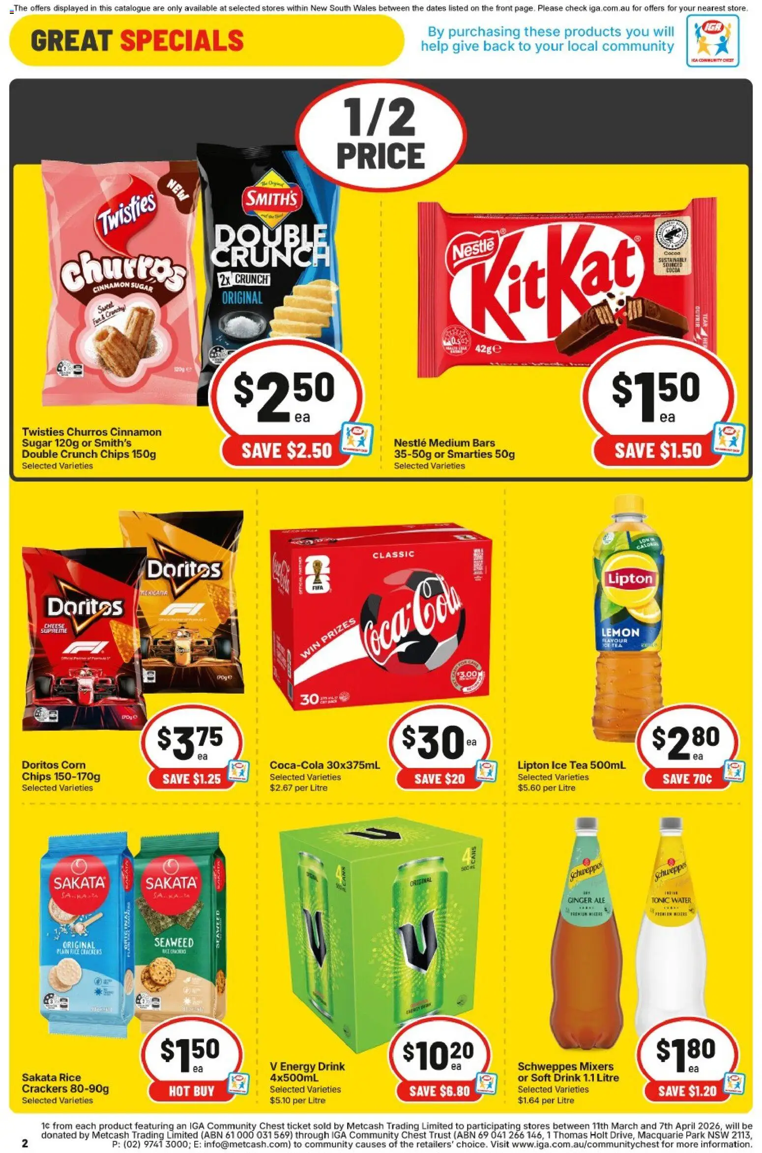 IGA catalogue - valid from 11.03.2026 | Page: 4 | Products: Cocoa, Rice, Water, Lemon