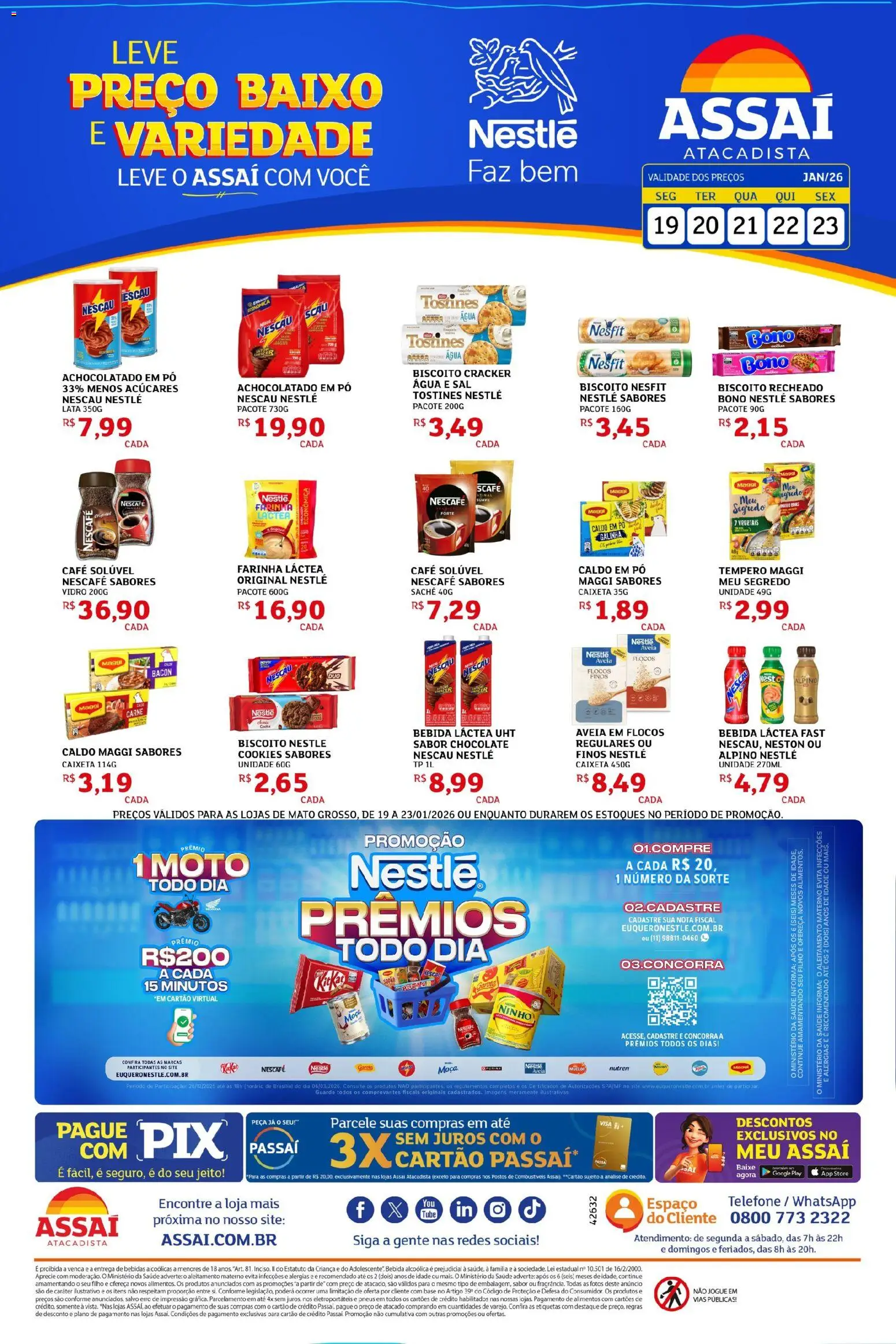 Assaí Atacadista Folheto - válido de 19.01.2026 | Página: 1 | Produtos: Nescau, Base, Baixo, Flocos