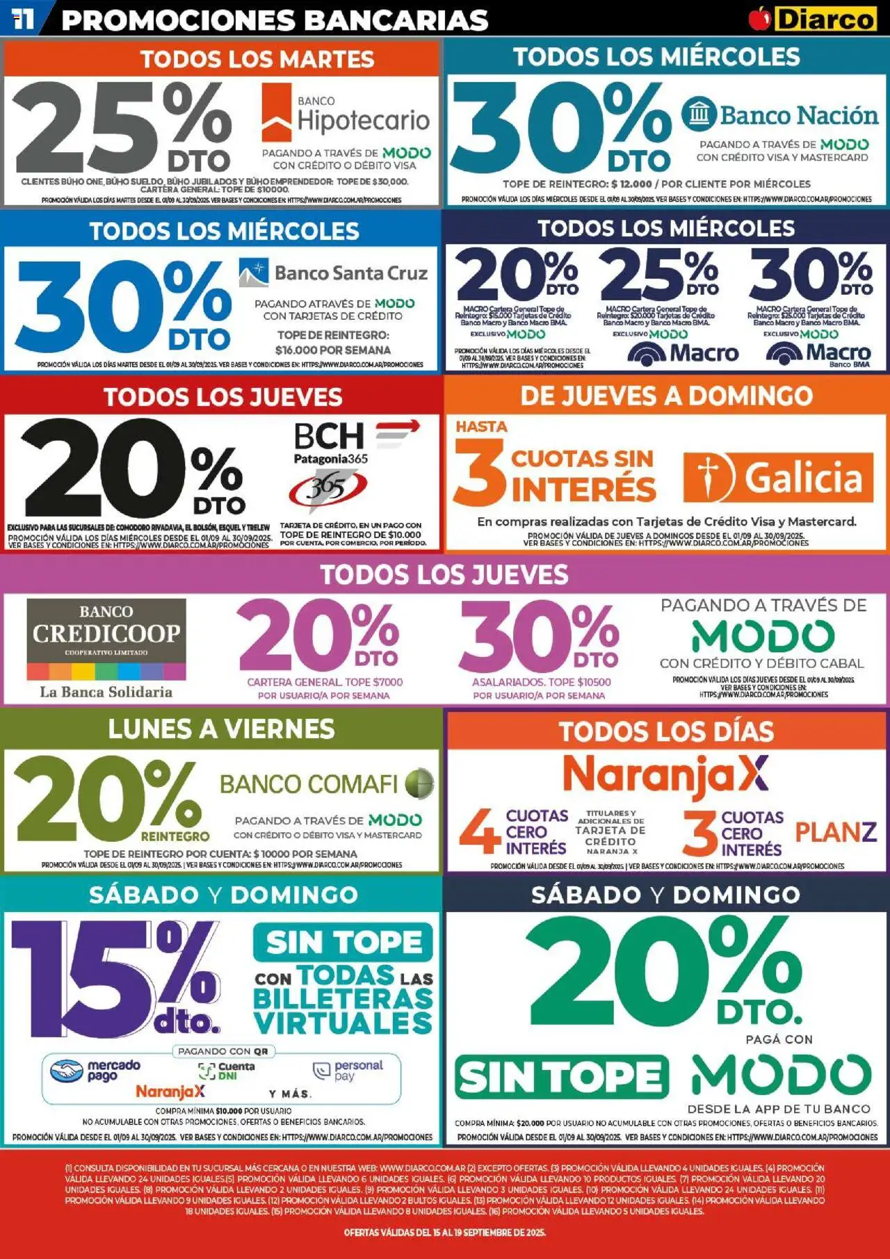 Diarco - Ofertas Pueblo Sur │ válido desde el 15.09.2025 | Página: 11 | Productos: Cartera, Banco, General