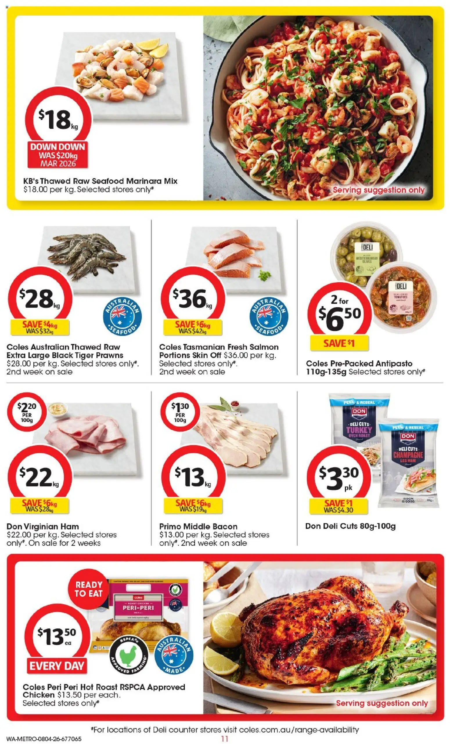 Coles catalogue - valid from 08.04.2026 | Page: 11 | Products: Ham, Peel, Prawns, Oven