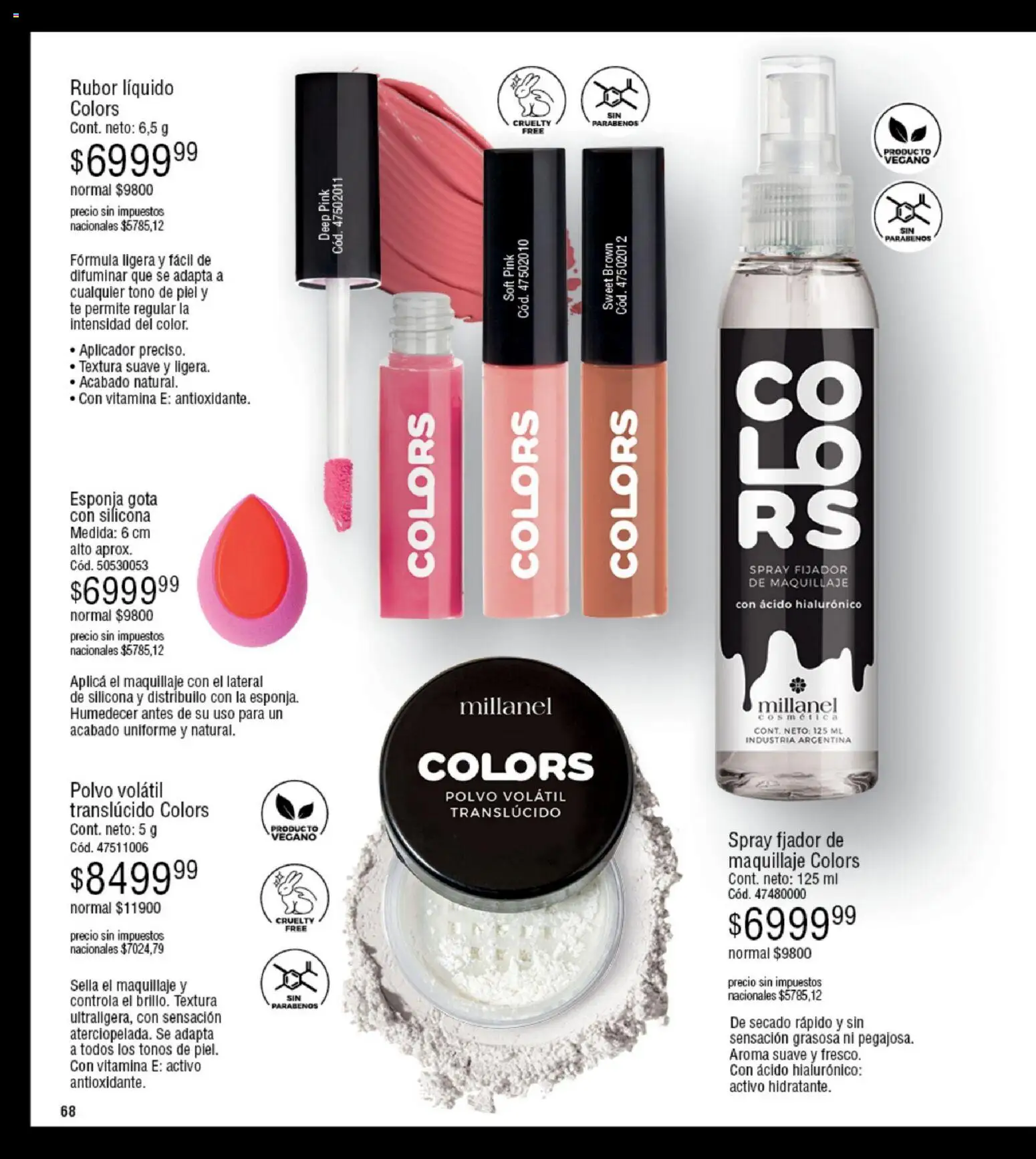 Millanel - Catálogo │ válido desde el 05.01.2026 | Página: 68 | Productos: Rubor, Fijador, Esponja, Té