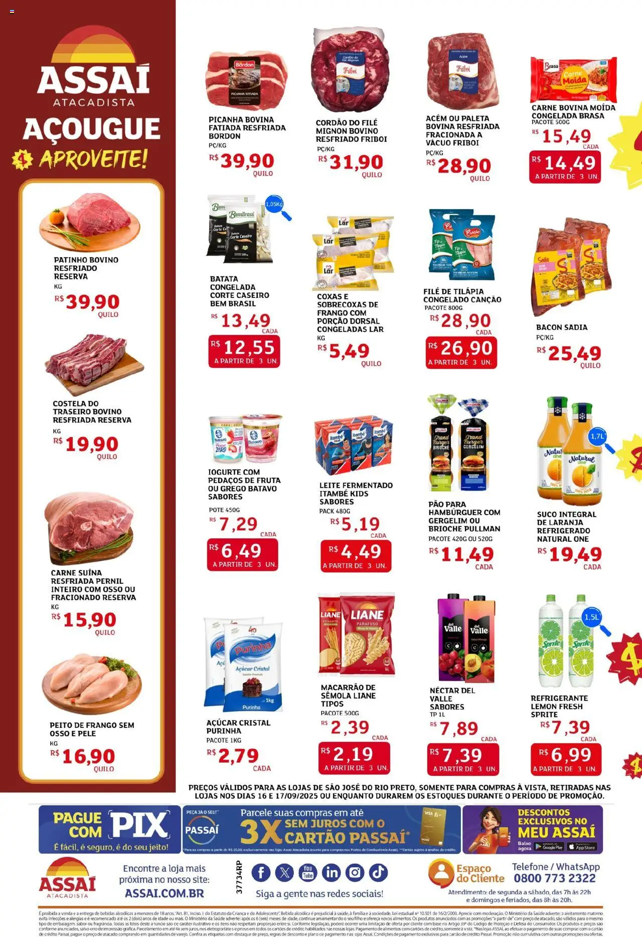 Assaí Atacadista Folheto - válido de 16.09.2025 | Página: 2 | Produtos: Iogurte, Macarrão, Pá, Filé de tilápia