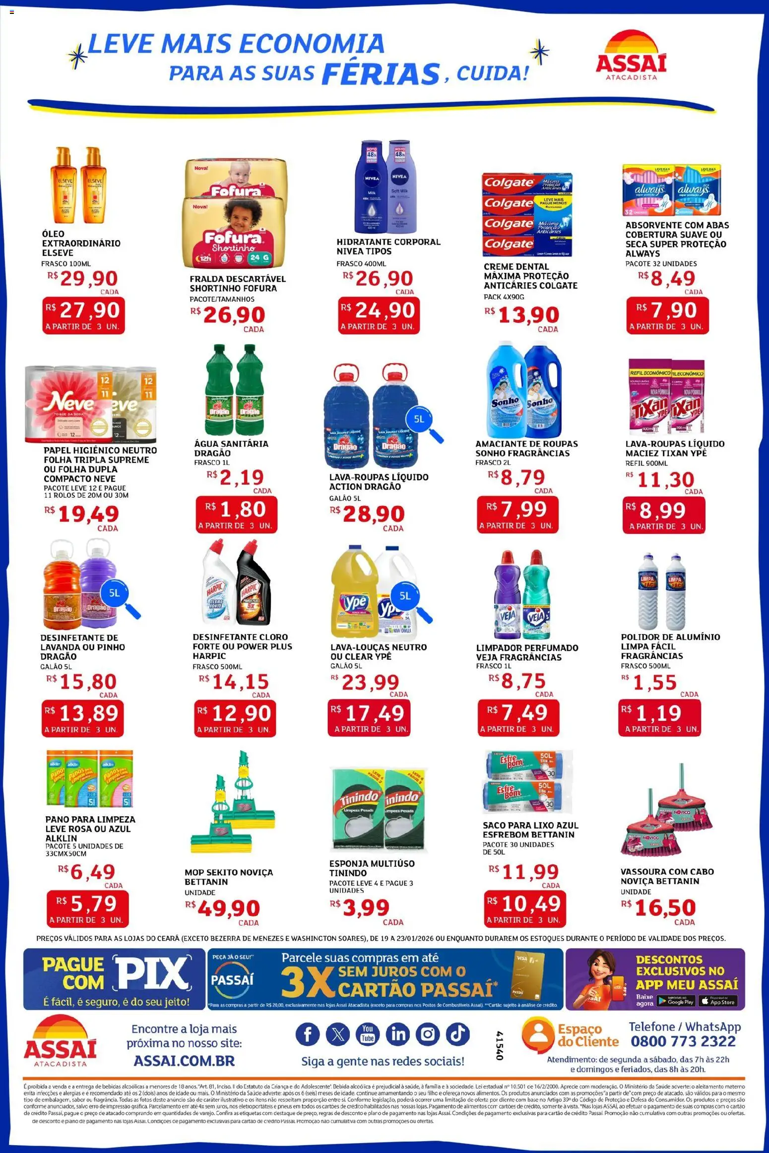Assaí Atacadista Folheto - válido de 19.01.2026 | Página: 3 | Produtos: Saco para lixo, Hidratante corporal, Telefone, Cabo