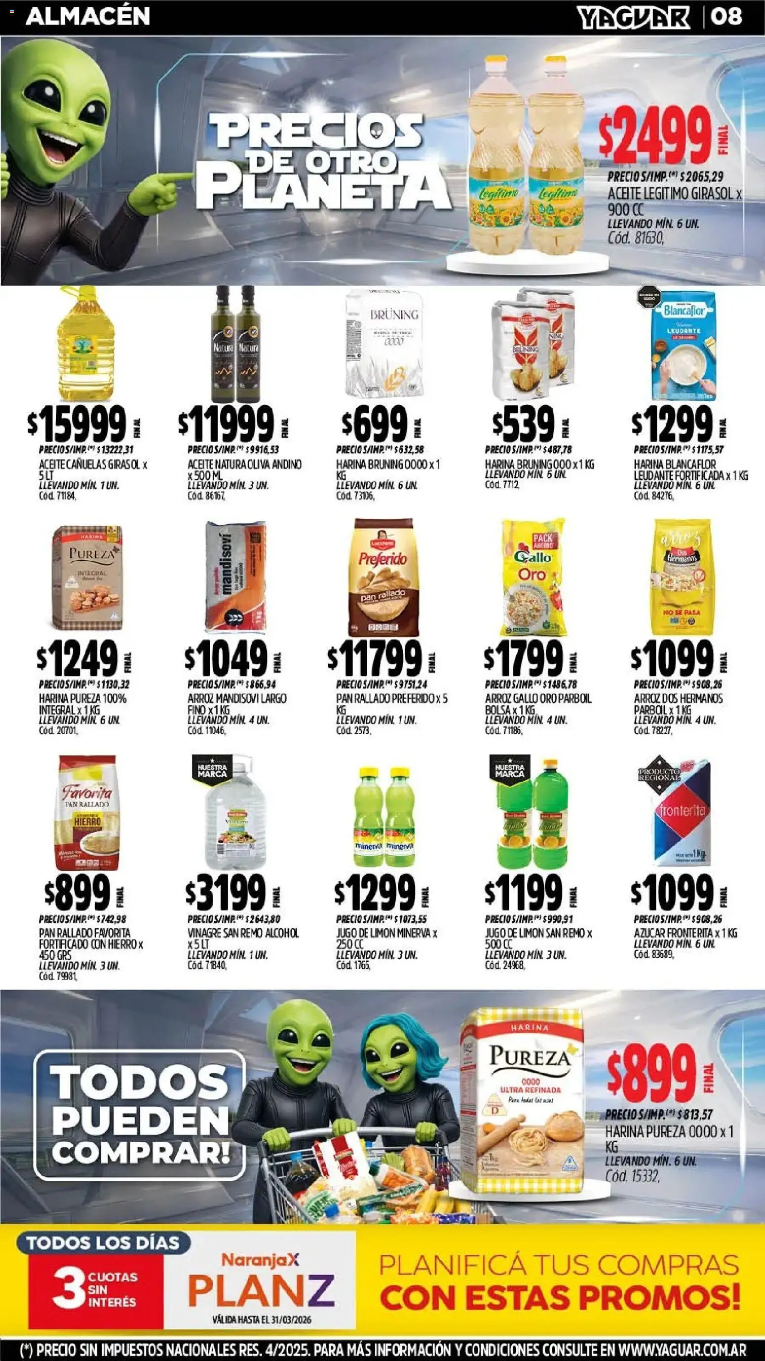 Yaguar - Oferta Semanal Córdoba │ válido desde el 02.03.2026 | Página: 8 | Productos: Aceite, Pan, Arroz, Pan rallado