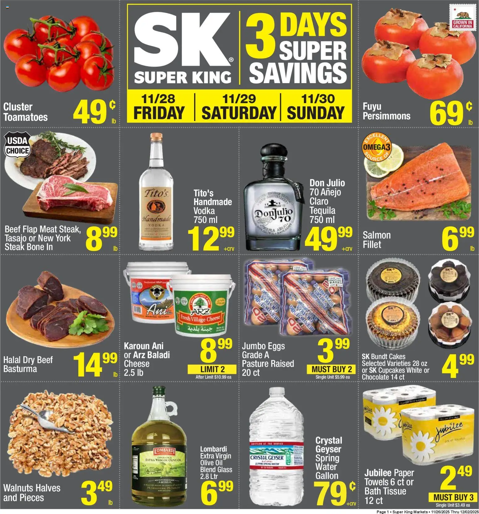 Super King Weekly Ad - valid from 03.12.2025 | Page: 1 | Products: Bath, Cheese, Beef, Vodka