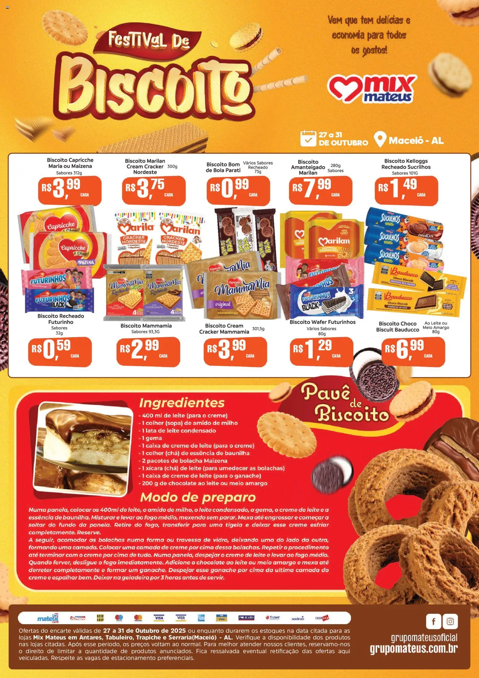 Mateus Folheto - válido de 27.10.2025 | Página: 1 | Produtos: Travessa, Biscoito, Amido de milho, Leite