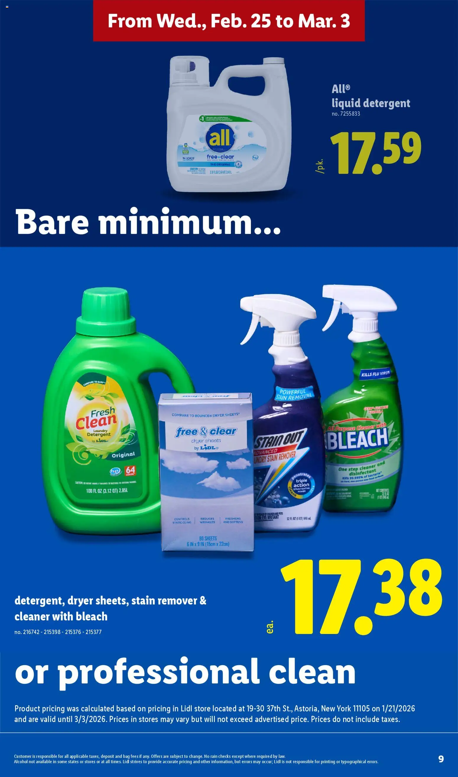 Lidl Weekly Ad - valid from 25.02.2026 | Page: 9 | Products: Stain remover, Detergent, Bag, Dryer
