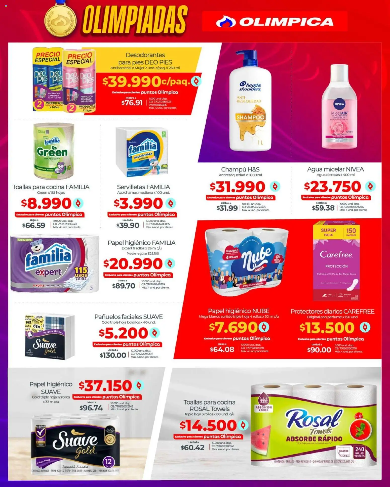 Olímpica revista - valida desde el 13.02.2026 | Página: 20 | Productos: Agua, Shampoo, Toallas, Papel higiénico