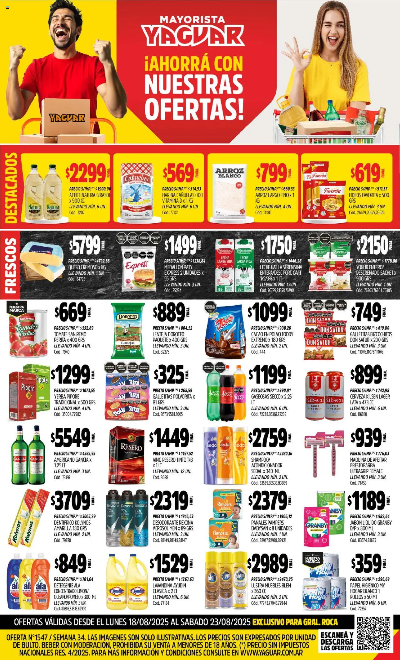 Yaguar - General Roca │ válido desde el 18.08.2025 | Página: 1 | Productos: Papel higiénico, Harina, Detergente, Leche