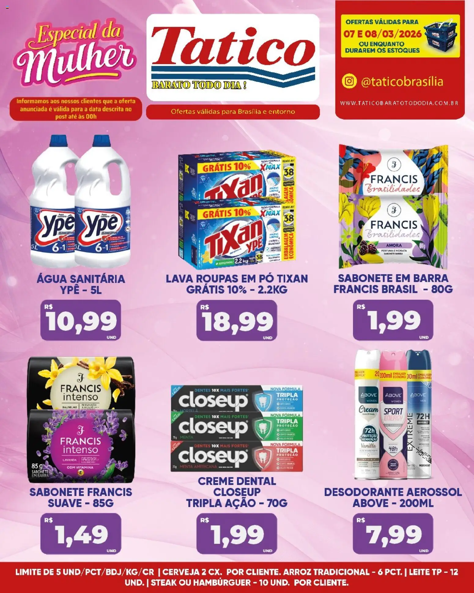 Tatico Folheto - válido de 07.03.2026 | Página: 15 | Produtos: Leite, Arroz, Roupas, Água sanitária