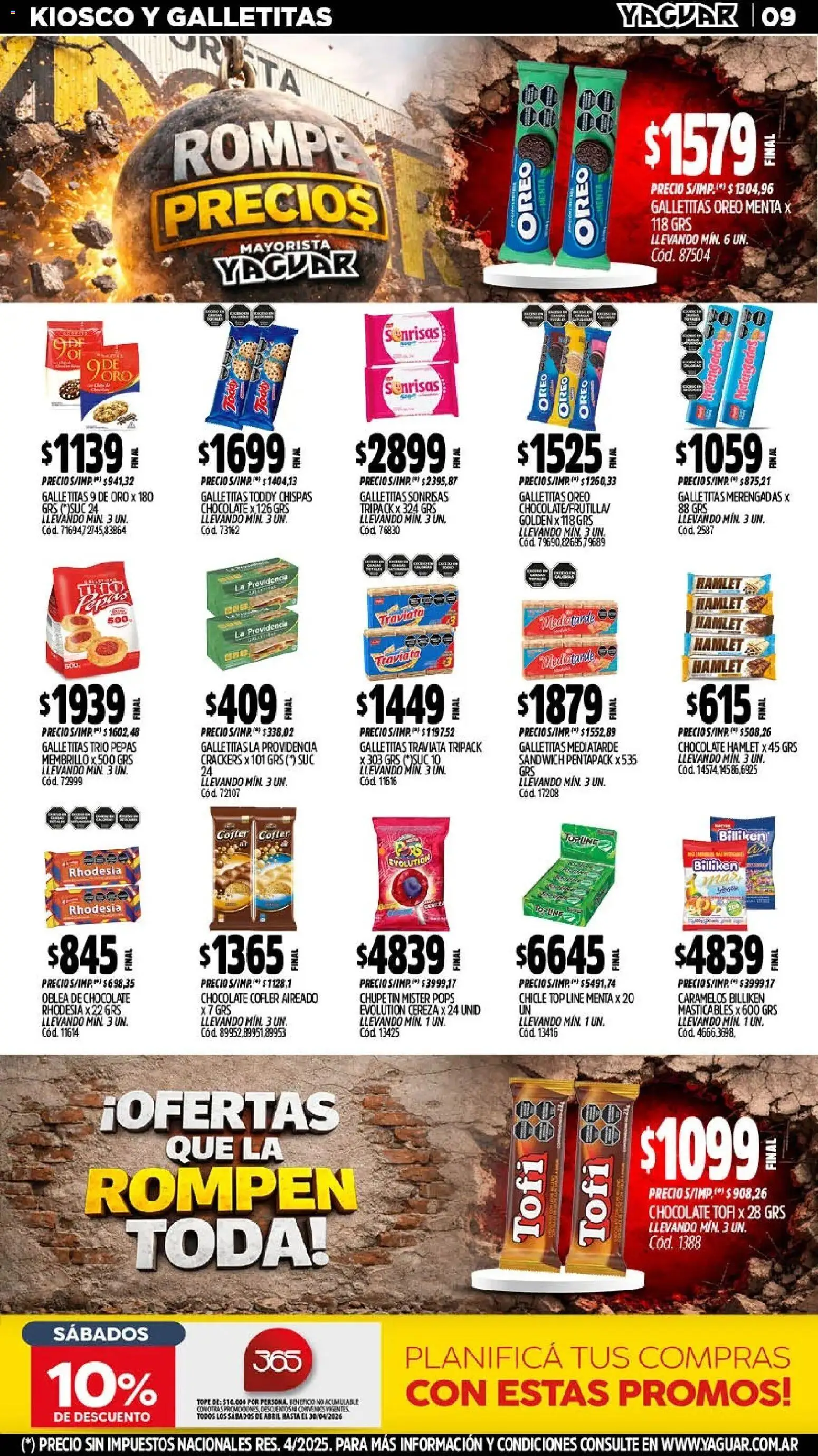Yaguar - Oferta Semanal Jujuy │ válido desde el 20.04.2026 | Página: 9 | Productos: Top, Galletitas, Chocolate, Chicle