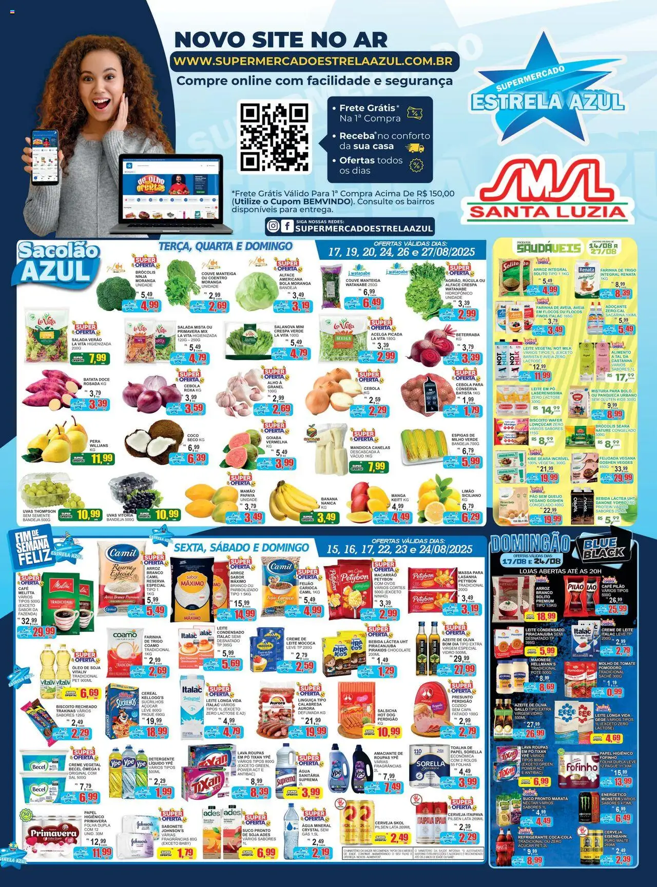 Estrela Azul Folheto - válido de 14.08.2025 | Página: 1 | Produtos: Rúcula, Adoçante, Café pilão, Monster