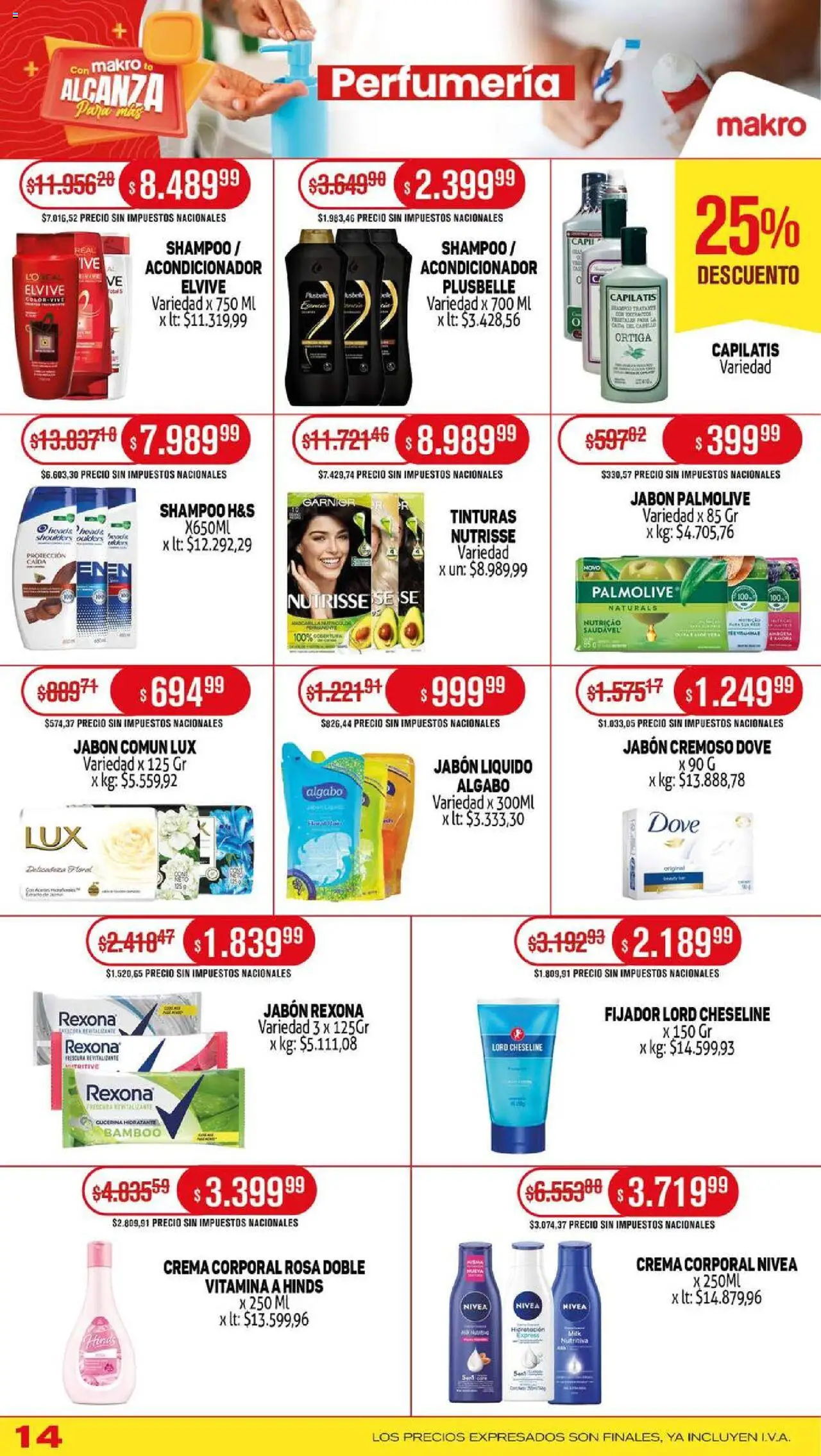 Makro ofertas │ válido desde el 07.08.2025 | Página: 14 | Productos: Mascarilla, Fijador, Jabón, Crema