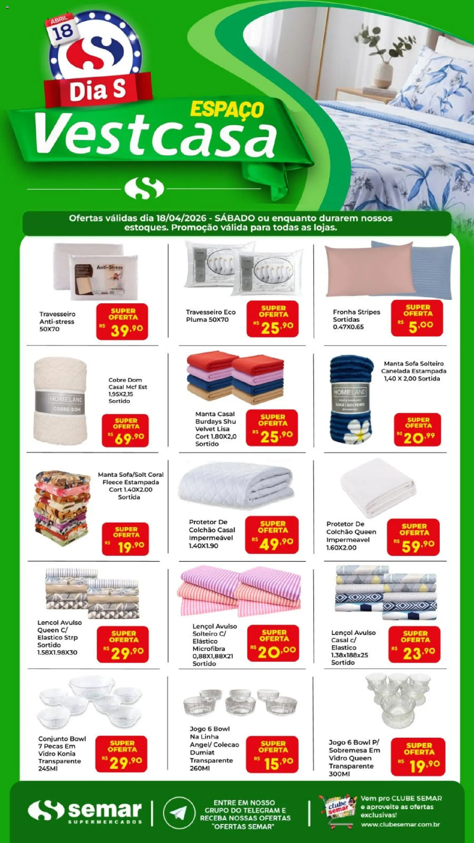 Semar Supermercado Folheto - válido de 18.04.2026 | Página: 2 | Produtos: Travesseiro, Sofá, Lençol, Fronha