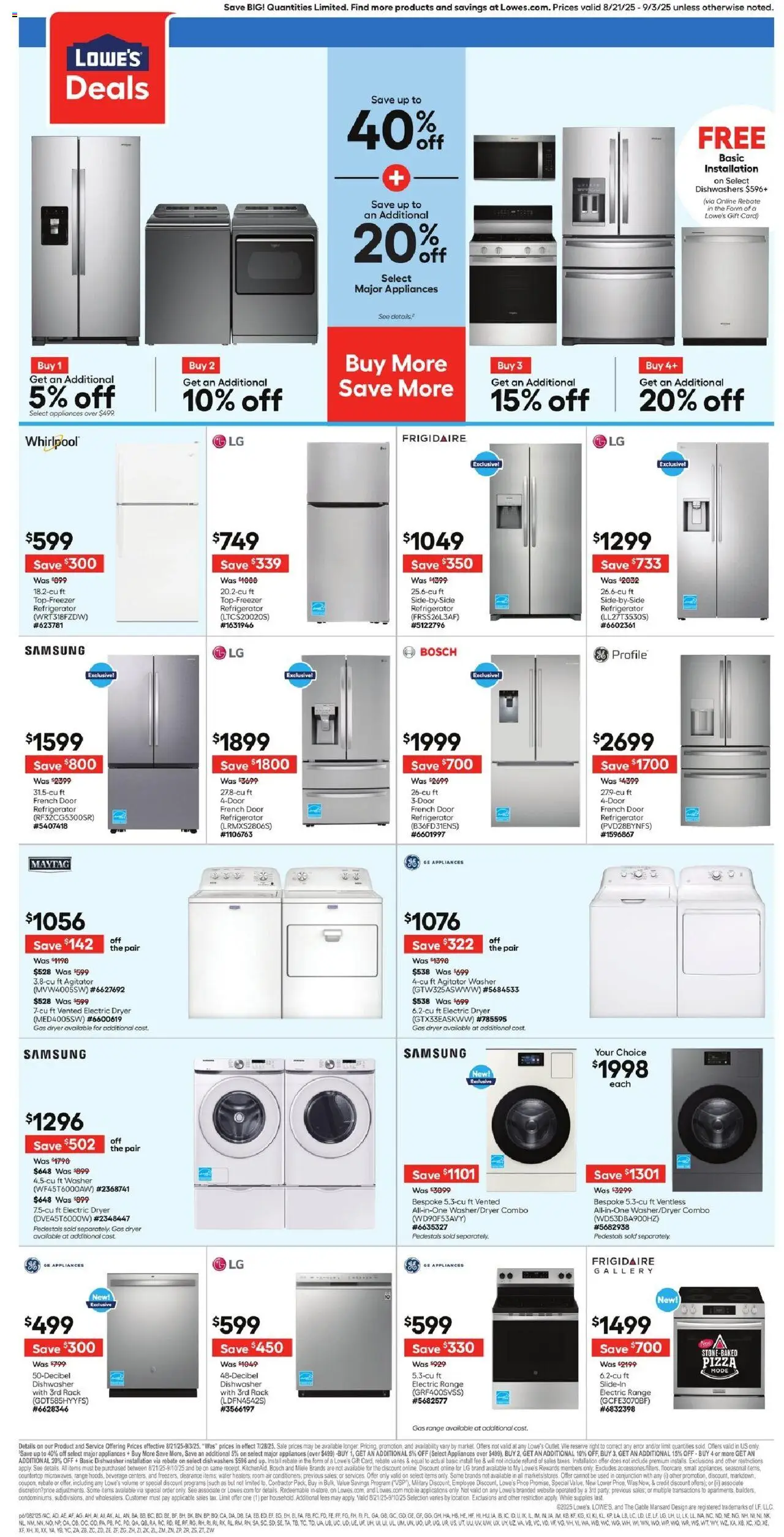 Lowe's Weekly Ad - valid from 21.08.2025 | Page: 6 | Products: Water, Washer, Refrigerator, Dryer