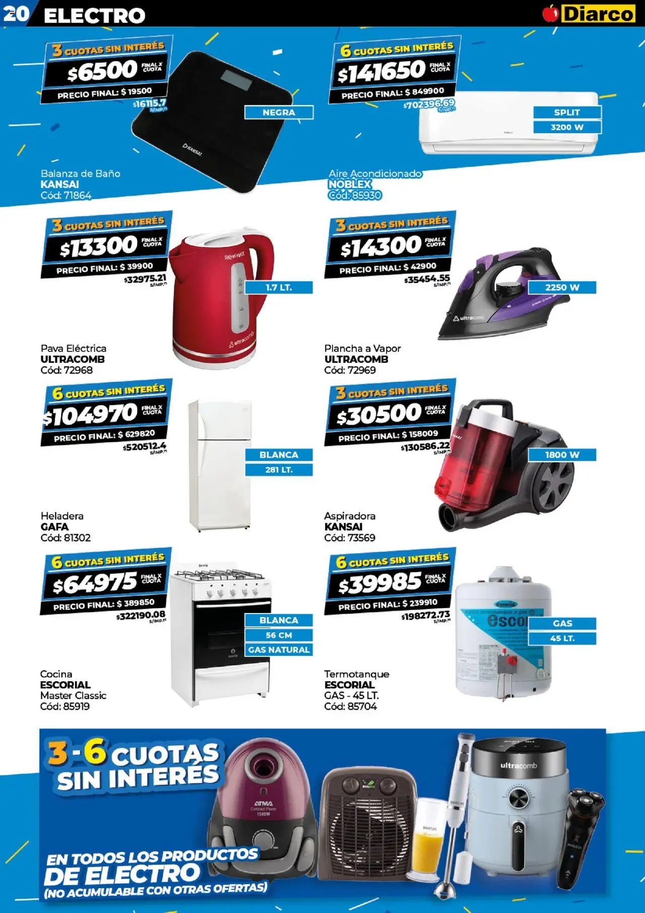 Diarco ofertas │ válido desde el 18.08.2025 | Página: 20 | Productos: Cocina, Aspiradora, Plancha, Termotanque