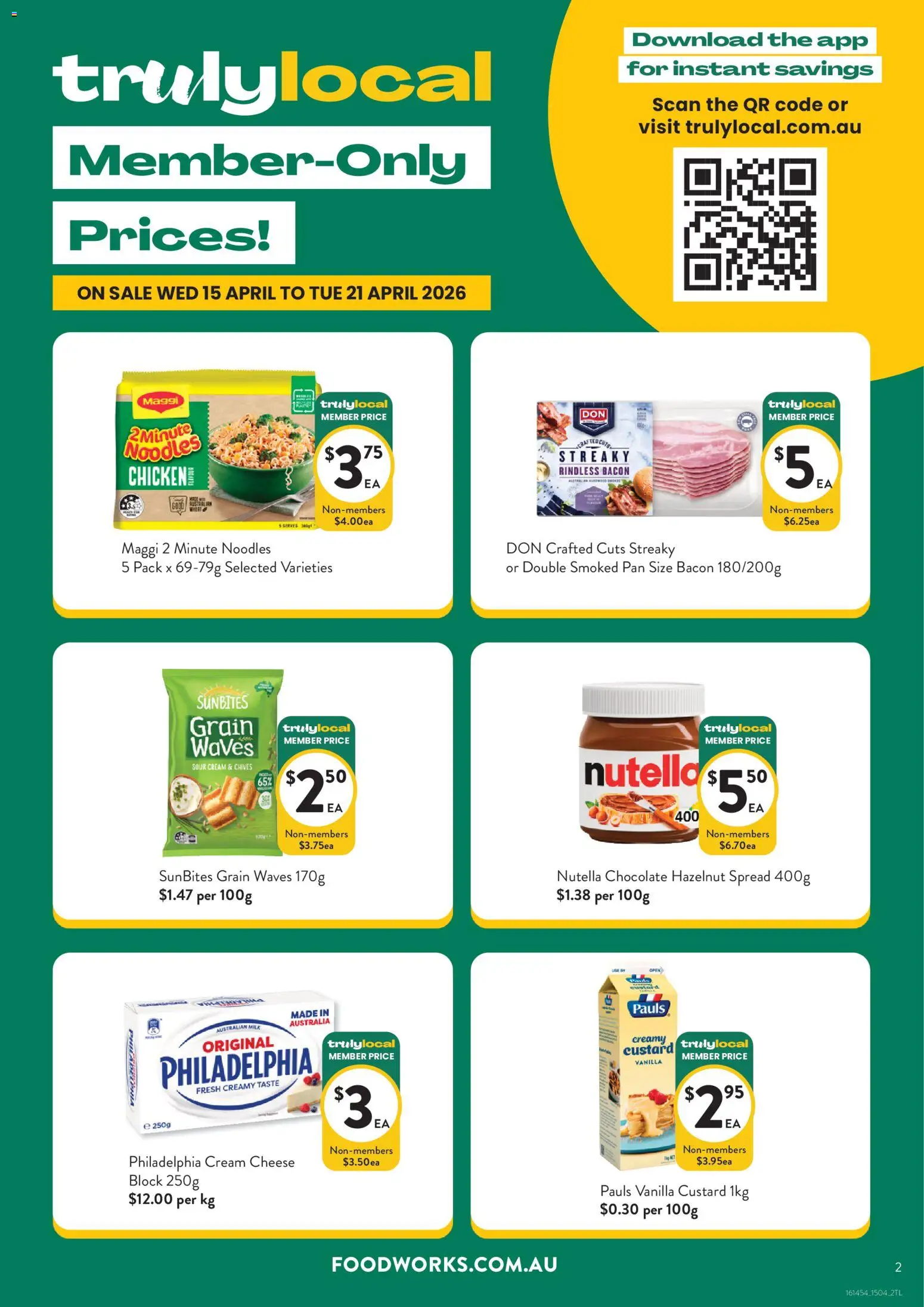 Foodworks catalogue - valid from 15.04.2026 | Page: 2 | Products: Cheese, Noodles, Sour cream, Nutella