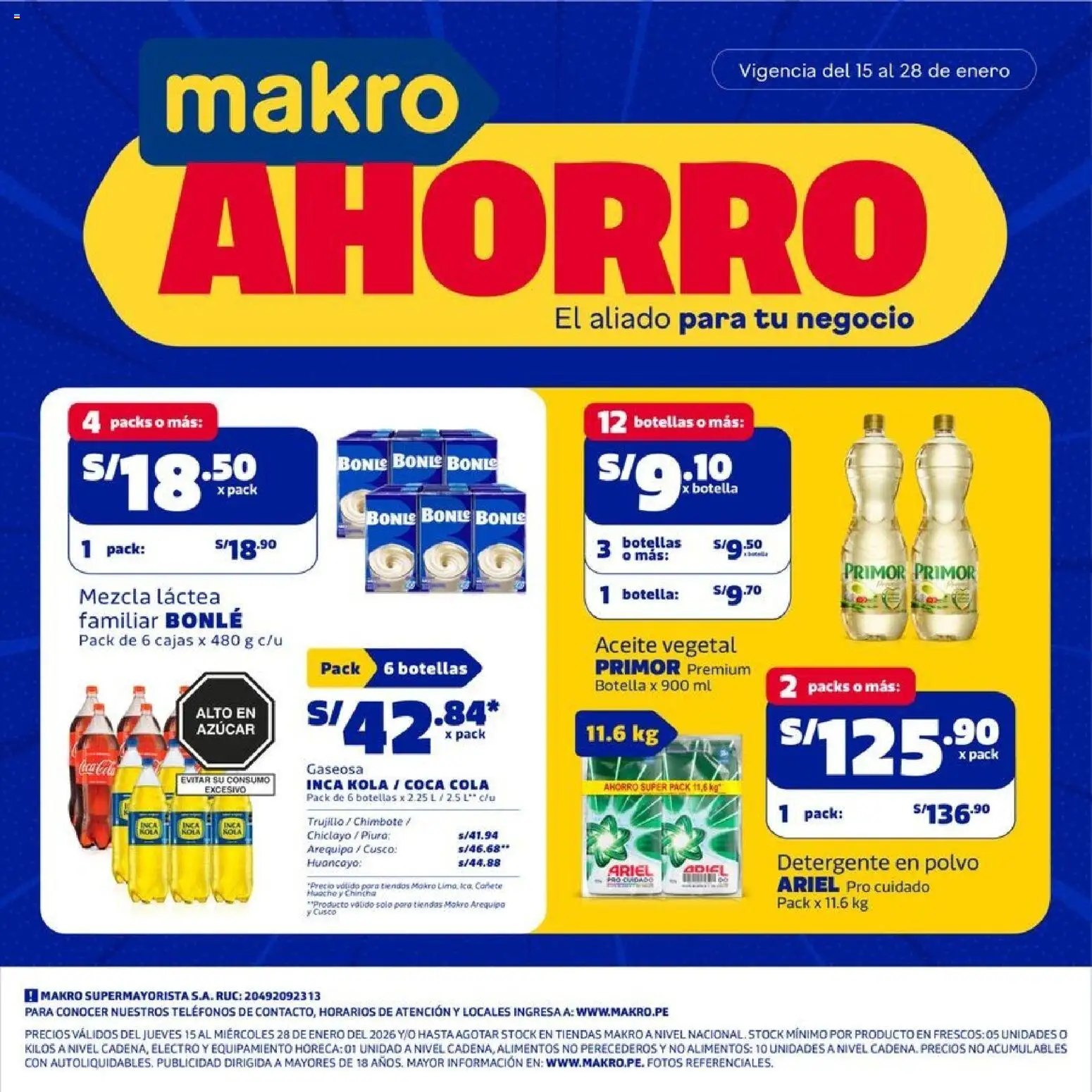 Catálogo Makro válido desde 15.01.2026 | Página: 1 | Productos: Detergente, Aceite, Polvo