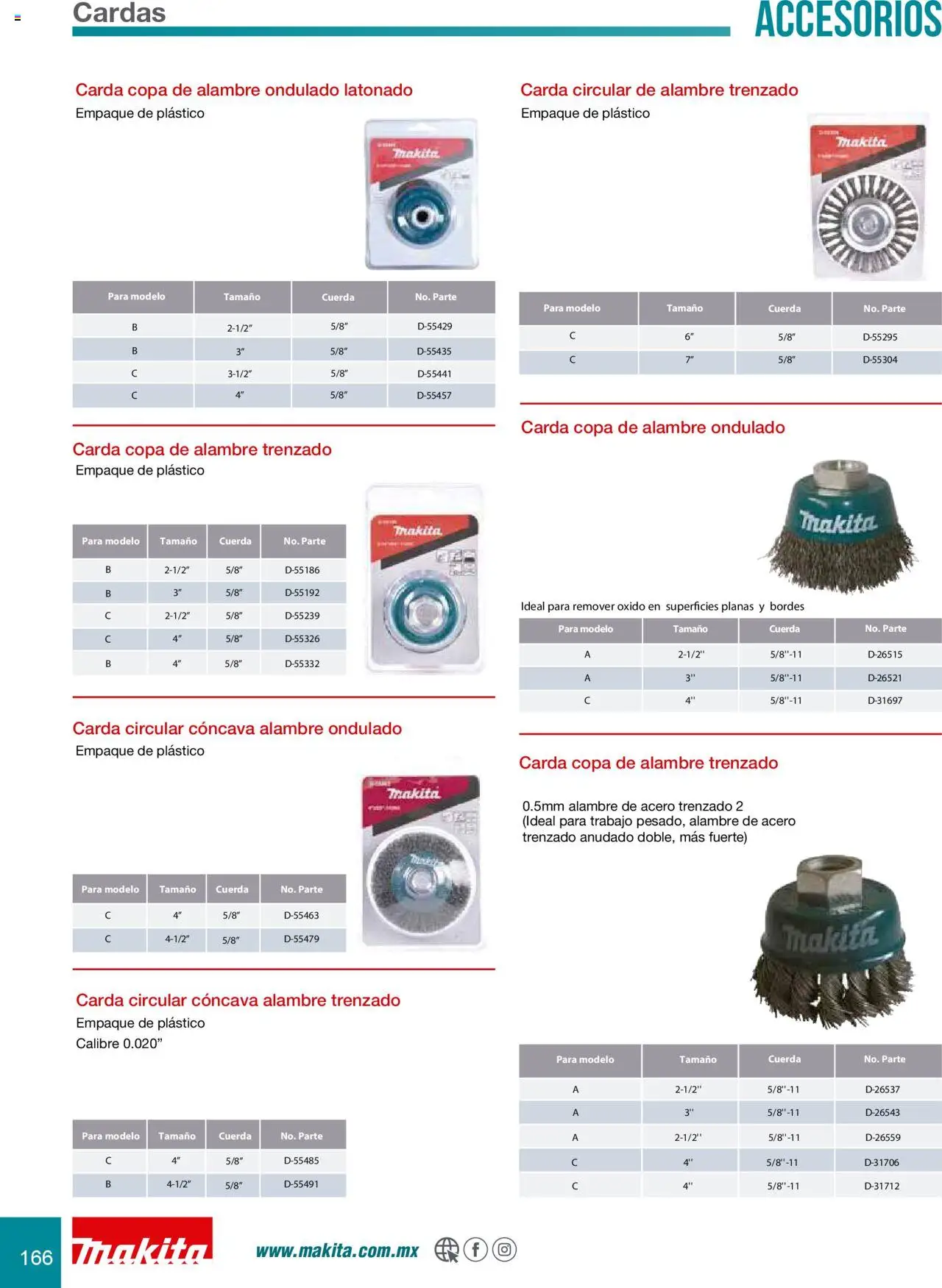 Nuevas ofertas de Makita válidas en toda la República Mexicana desde el 08.07.2024. ¡Encuentra las mejores ofertas en Makita catálogo Accesorios! | Página: 166 | Productos: Cuerda